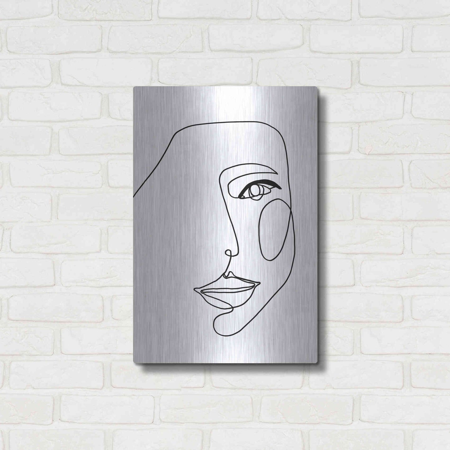 Luxe Metal Art 'Face Line 1' by Design Fabrikken, Metal Wall Art,16x24