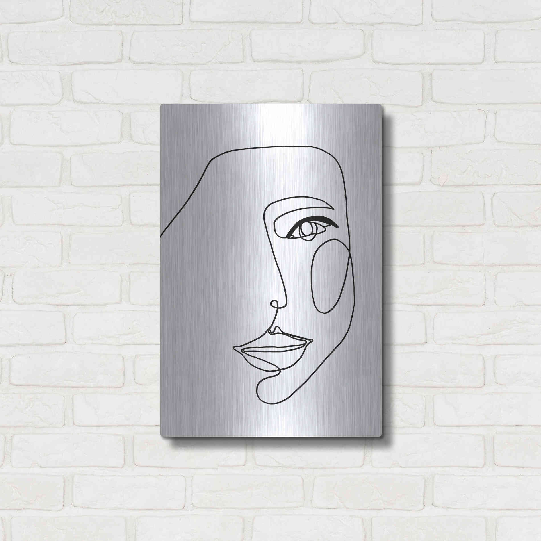 Luxe Metal Art 'Face Line 1' by Design Fabrikken, Metal Wall Art,16x24