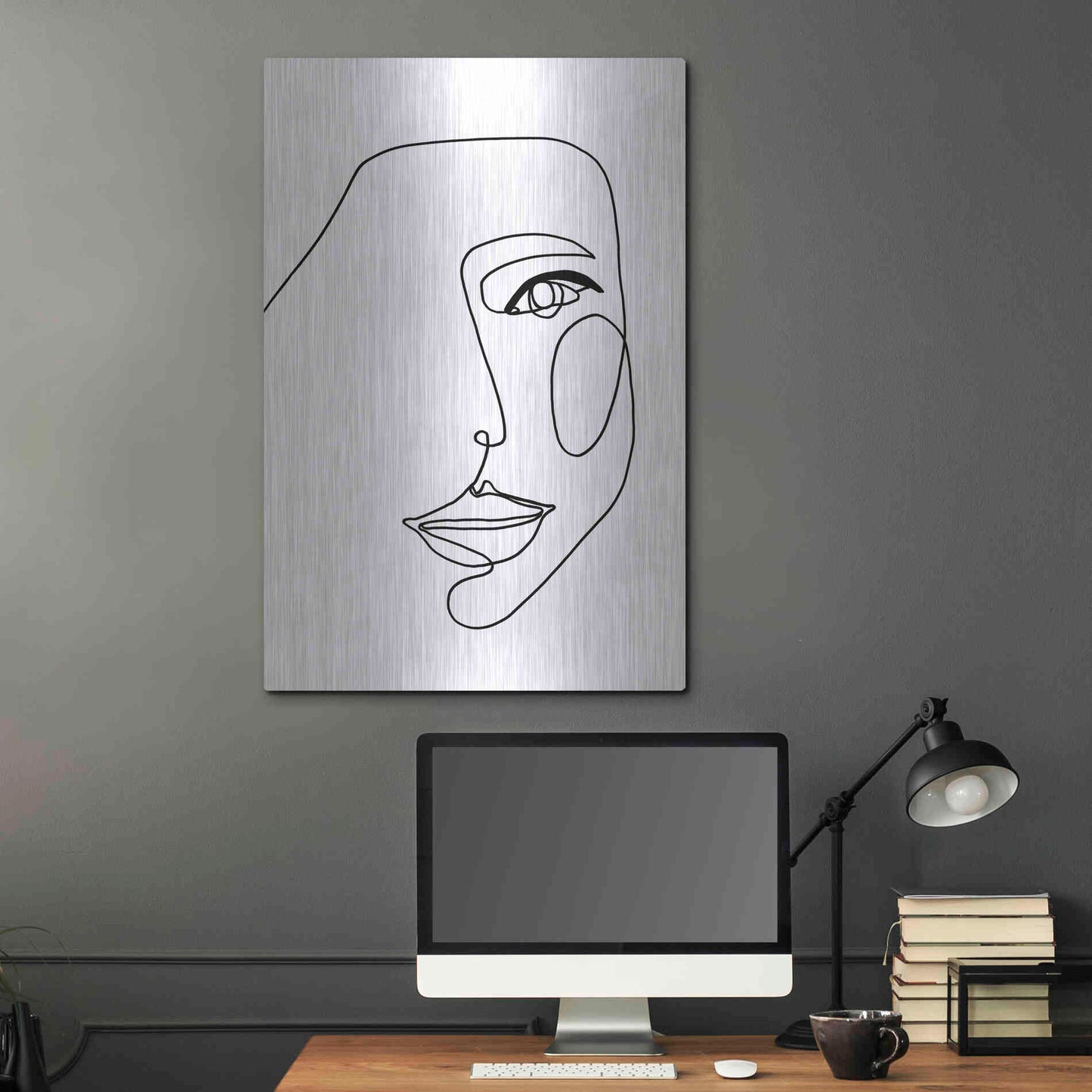 Luxe Metal Art 'Face Line 1' by Design Fabrikken, Metal Wall Art,24x36