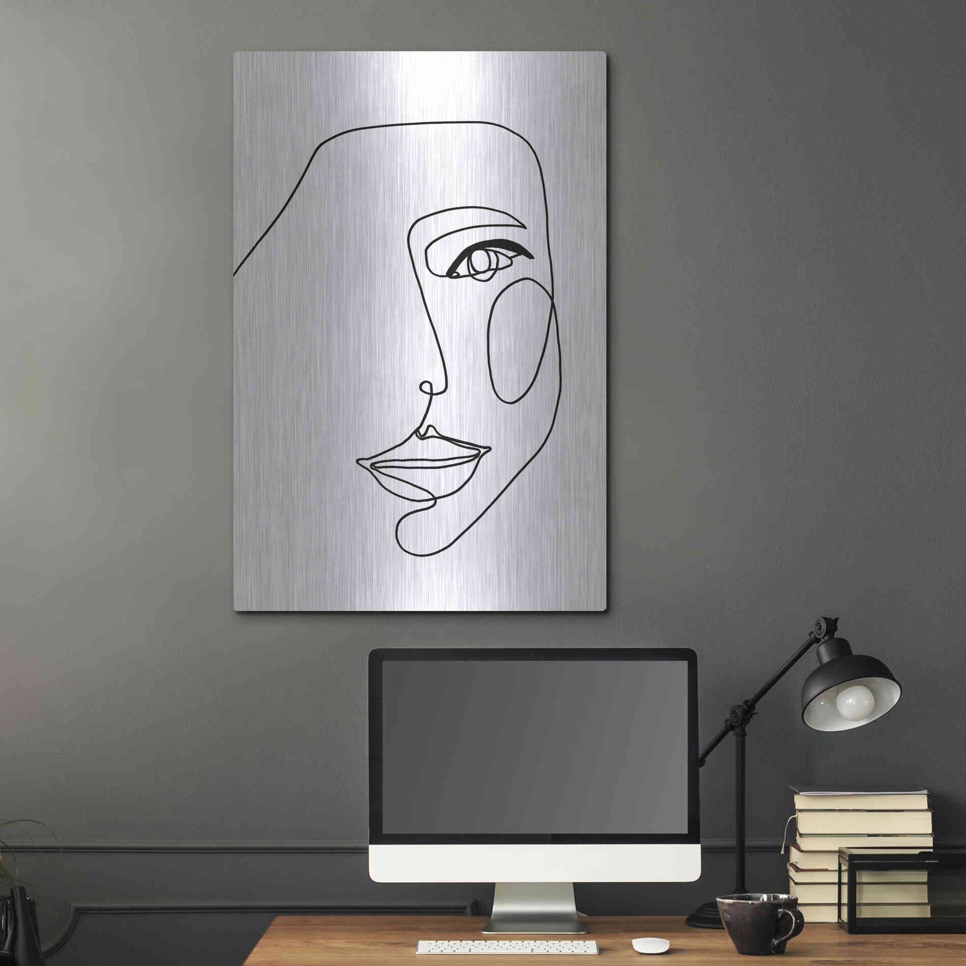 Luxe Metal Art 'Face Line 1' by Design Fabrikken, Metal Wall Art,24x36