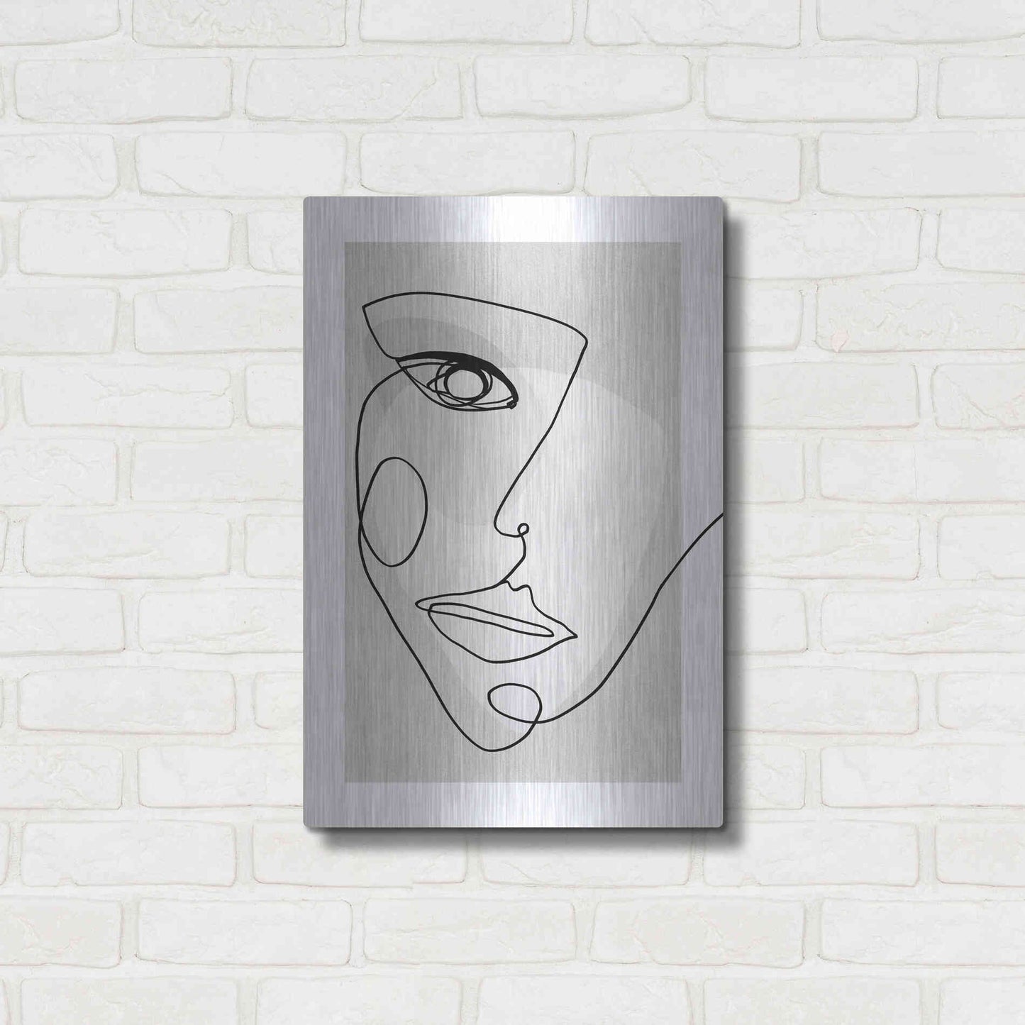 Luxe Metal Art 'Face Line 4' by Design Fabrikken, Metal Wall Art,16x24