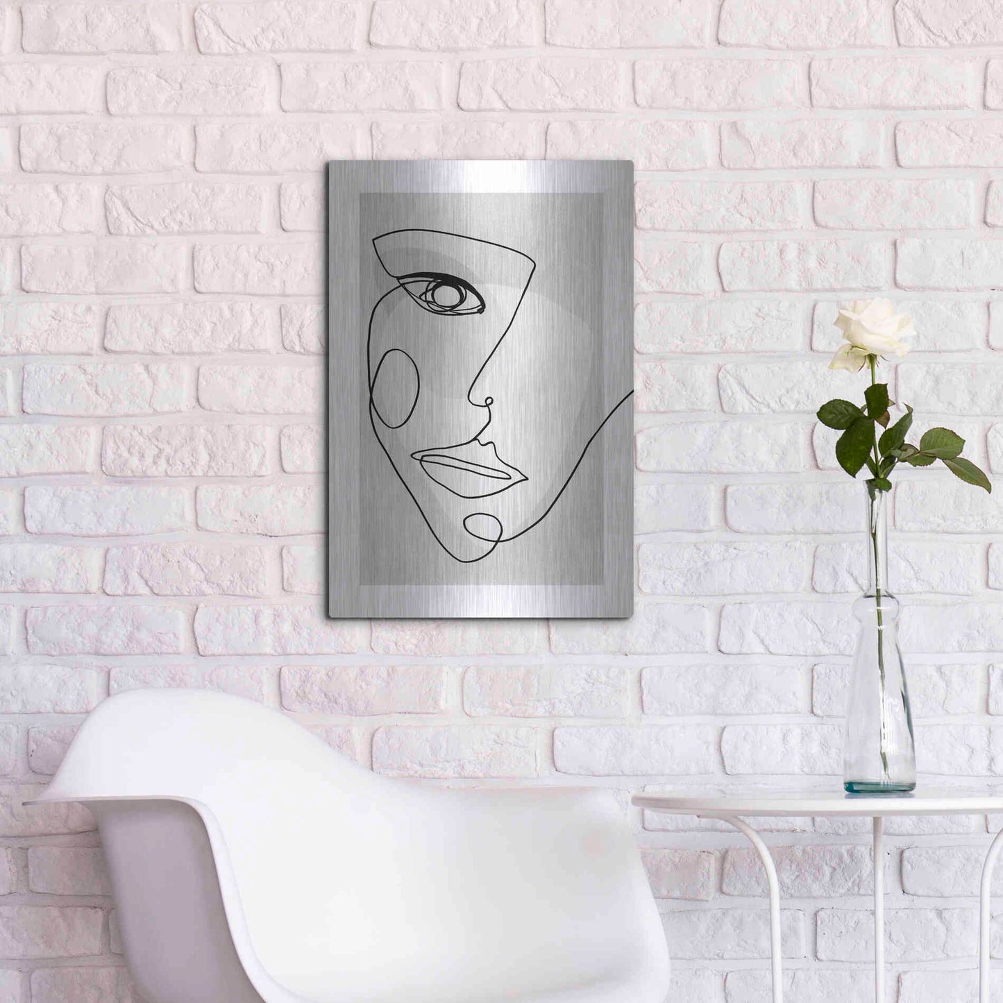 Luxe Metal Art 'Face Line 4' by Design Fabrikken, Metal Wall Art,16x24