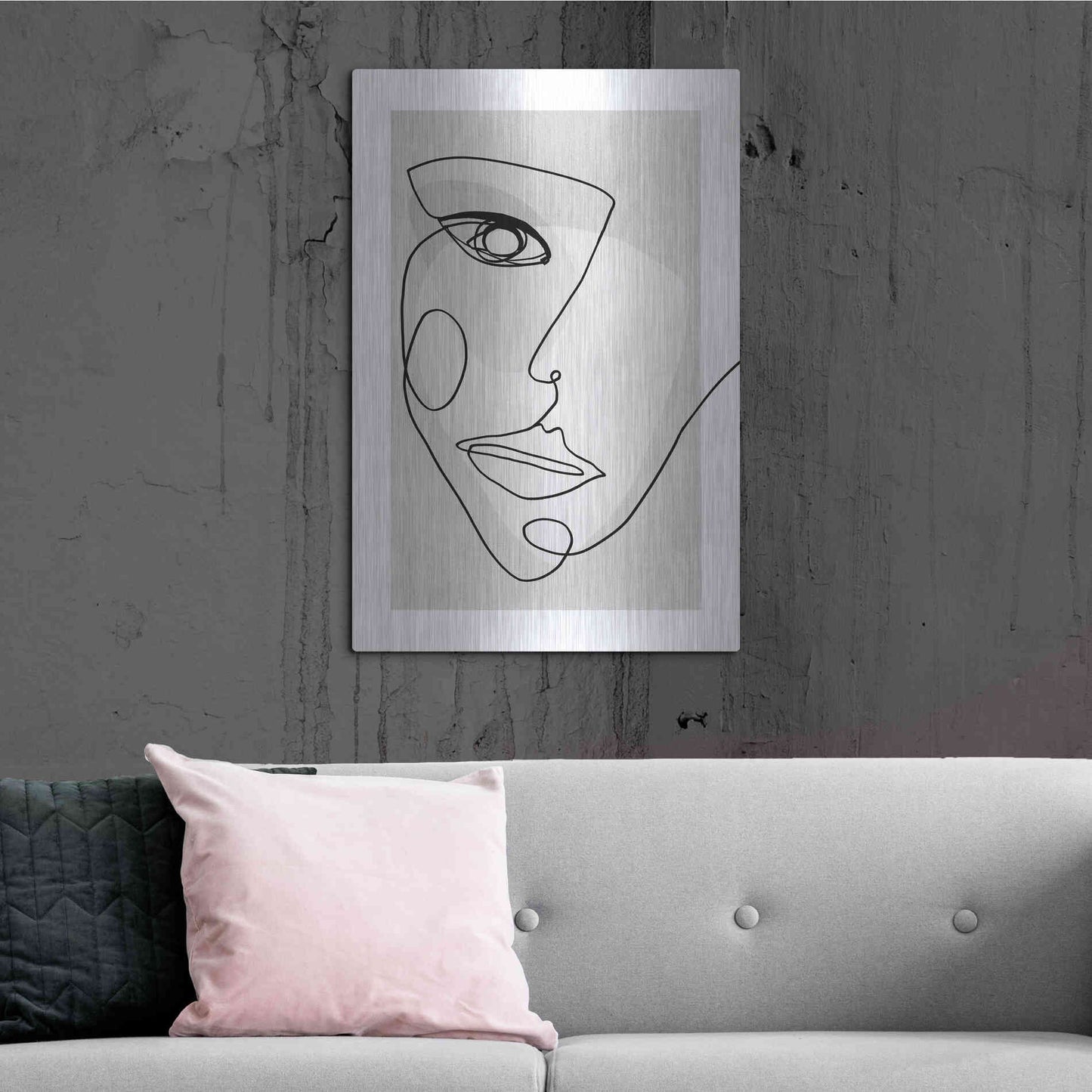 Luxe Metal Art 'Face Line 4' by Design Fabrikken, Metal Wall Art,24x36