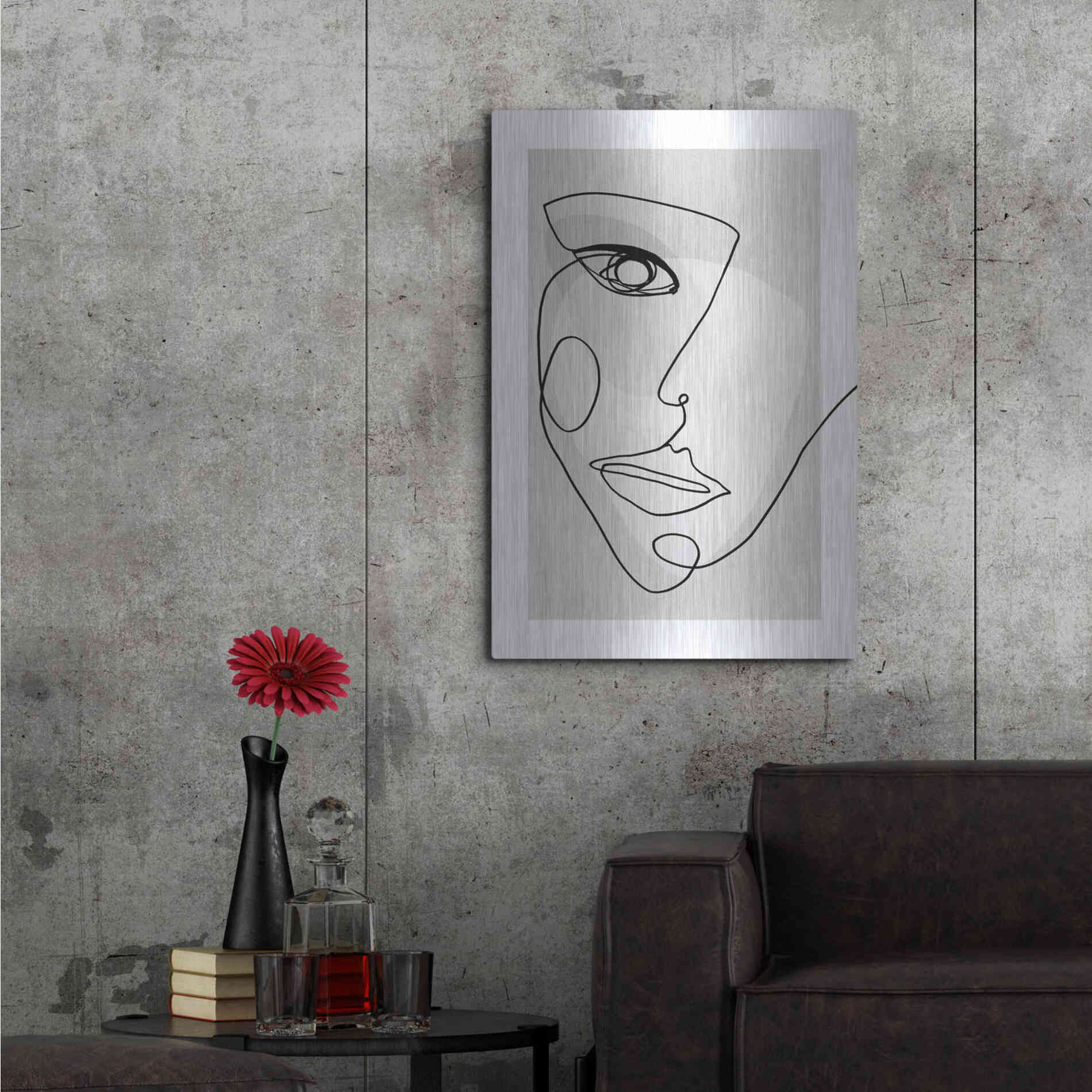 Luxe Metal Art 'Face Line 4' by Design Fabrikken, Metal Wall Art,24x36