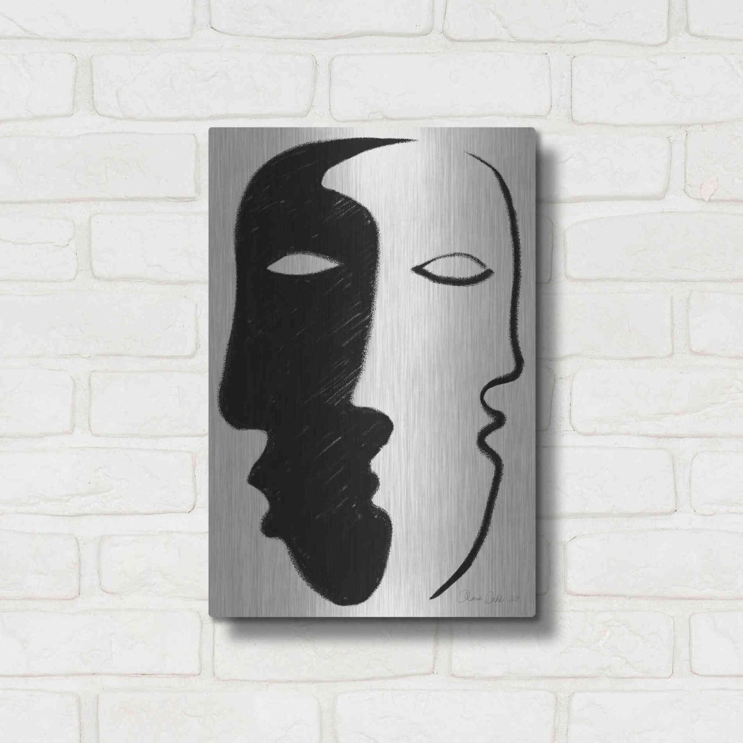 Luxe Metal Art 'Face to Face' by Design Fabrikken, Metal Wall Art,12x16