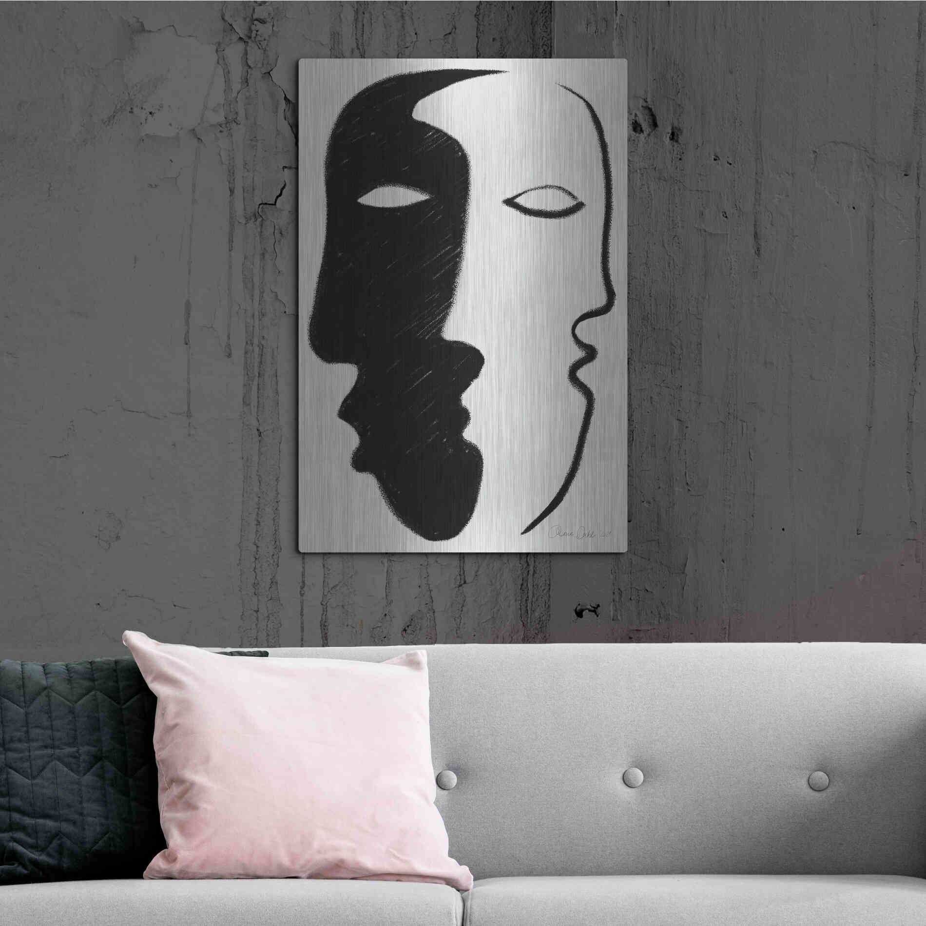 Luxe Metal Art 'Face to Face' by Design Fabrikken, Metal Wall Art,24x36