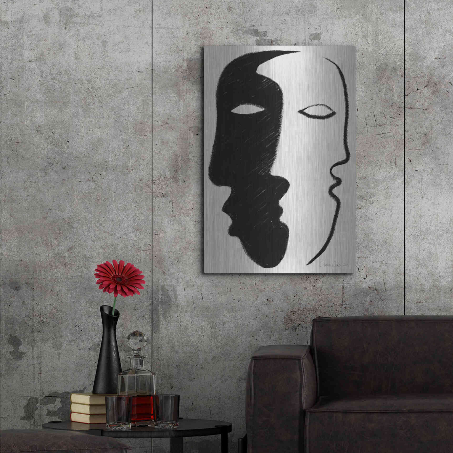 Luxe Metal Art 'Face to Face' by Design Fabrikken, Metal Wall Art,24x36