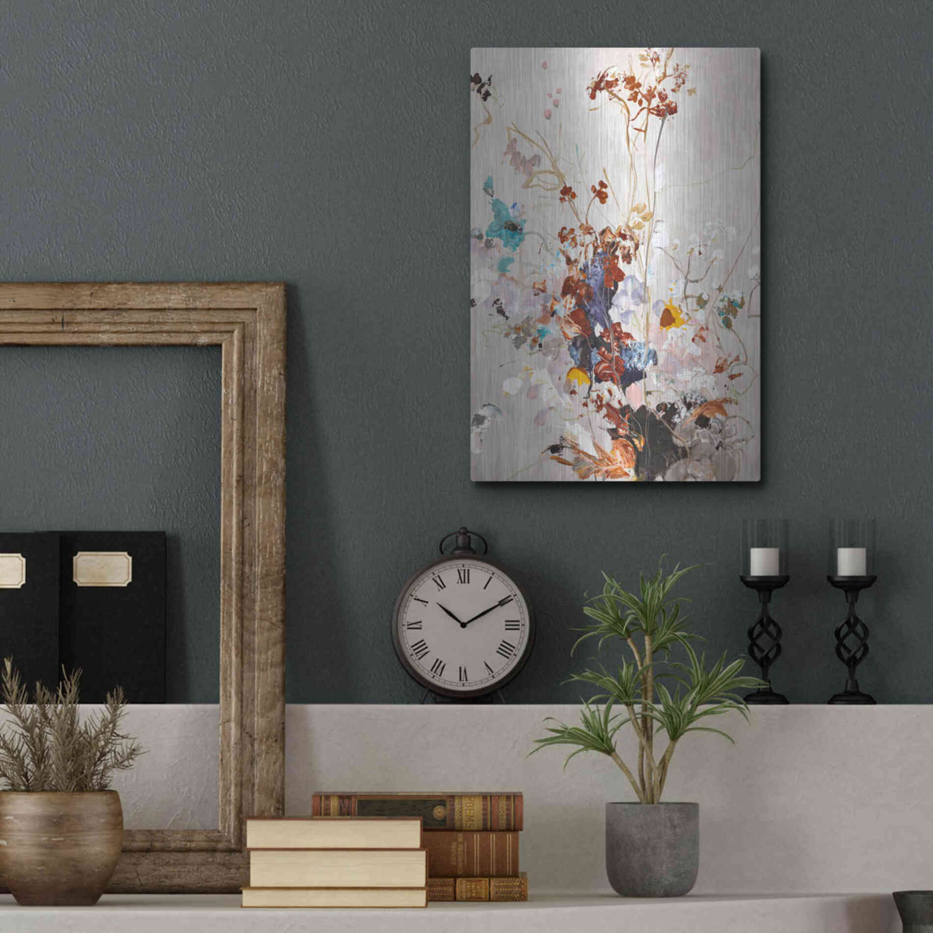Luxe Metal Art 'Fall Floral' by Design Fabrikken, Metal Wall Art,12x16