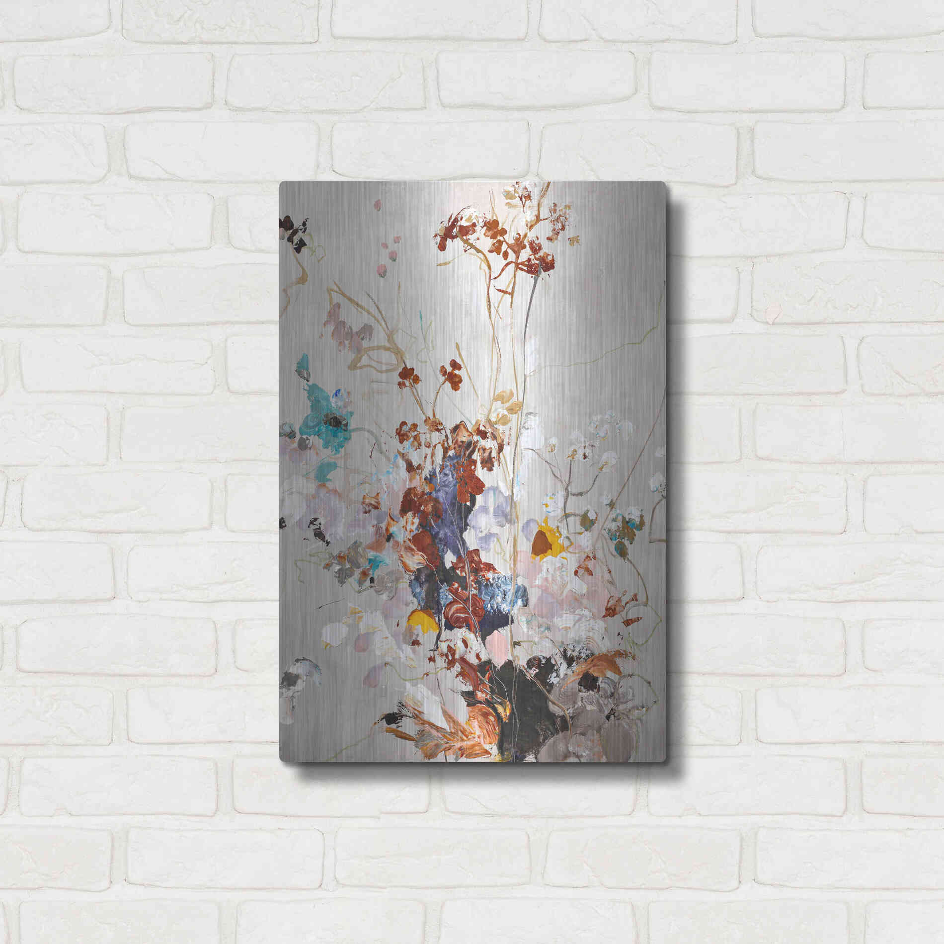 Luxe Metal Art 'Fall Floral' by Design Fabrikken, Metal Wall Art,16x24