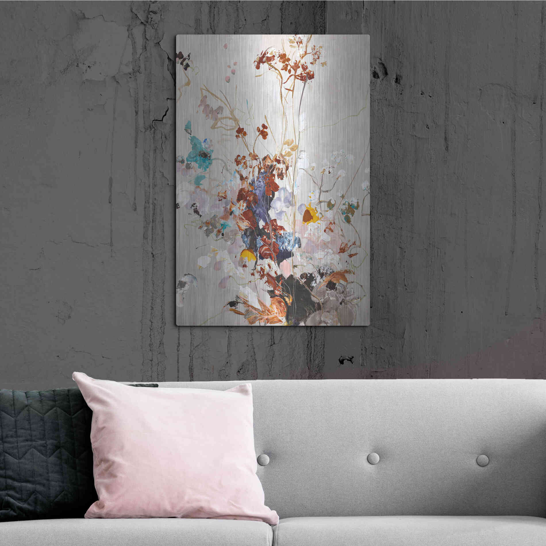 Luxe Metal Art 'Fall Floral' by Design Fabrikken, Metal Wall Art,24x36