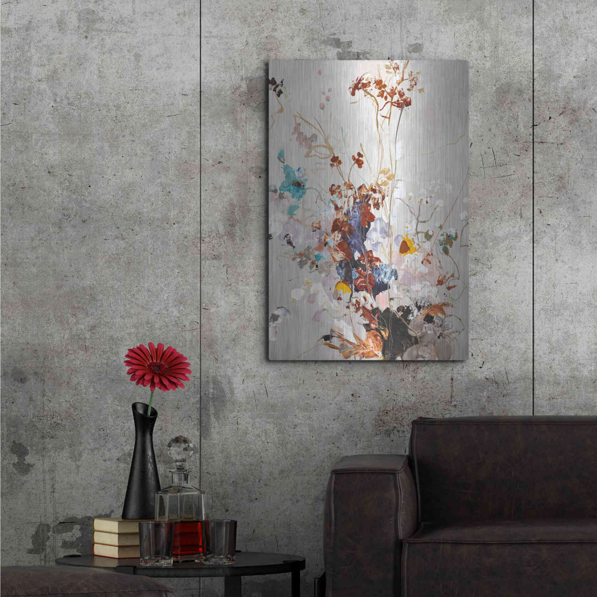 Luxe Metal Art 'Fall Floral' by Design Fabrikken, Metal Wall Art,24x36
