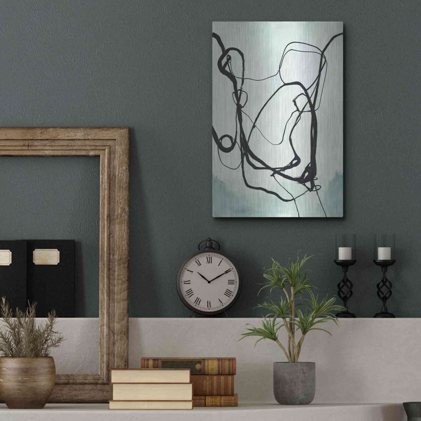 Luxe Metal Art 'Fine Line 2' by Design Fabrikken, Metal Wall Art,12x16