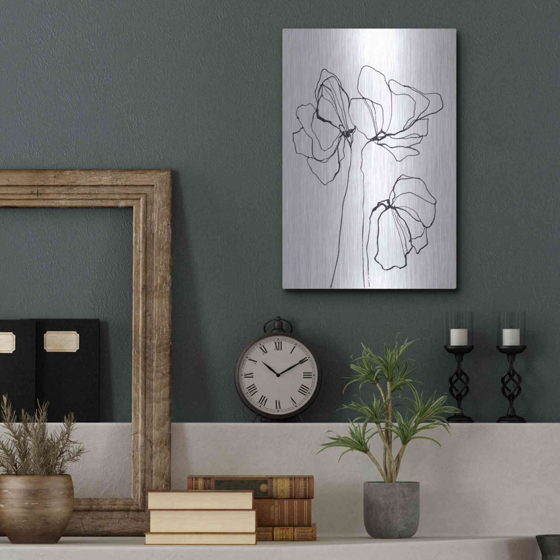 Luxe Metal Art 'Fine Line 6' by Design Fabrikken, Metal Wall Art,12x16