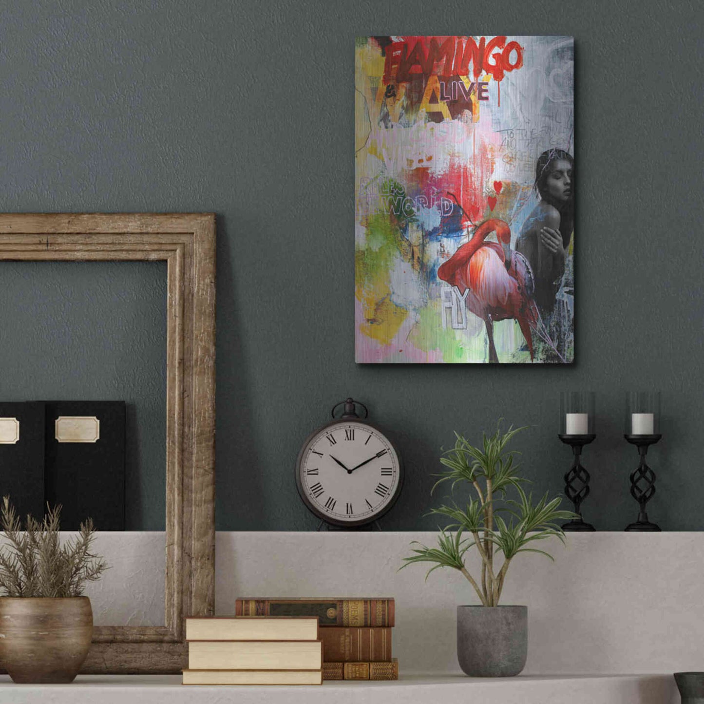 Luxe Metal Art 'Flamingo' by Design Fabrikken, Metal Wall Art,12x16
