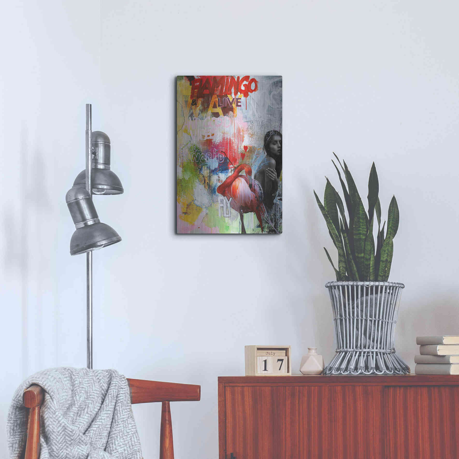 Luxe Metal Art 'Flamingo' by Design Fabrikken, Metal Wall Art,16x24