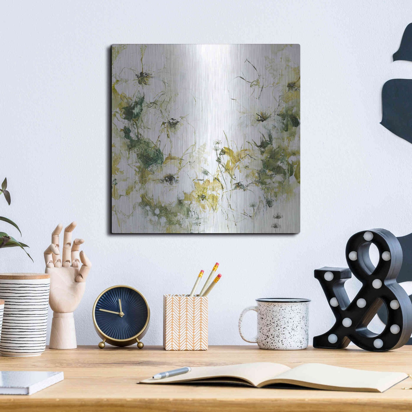 Luxe Metal Art 'Flower Blush 3' by Design Fabrikken, Metal Wall Art,12x12