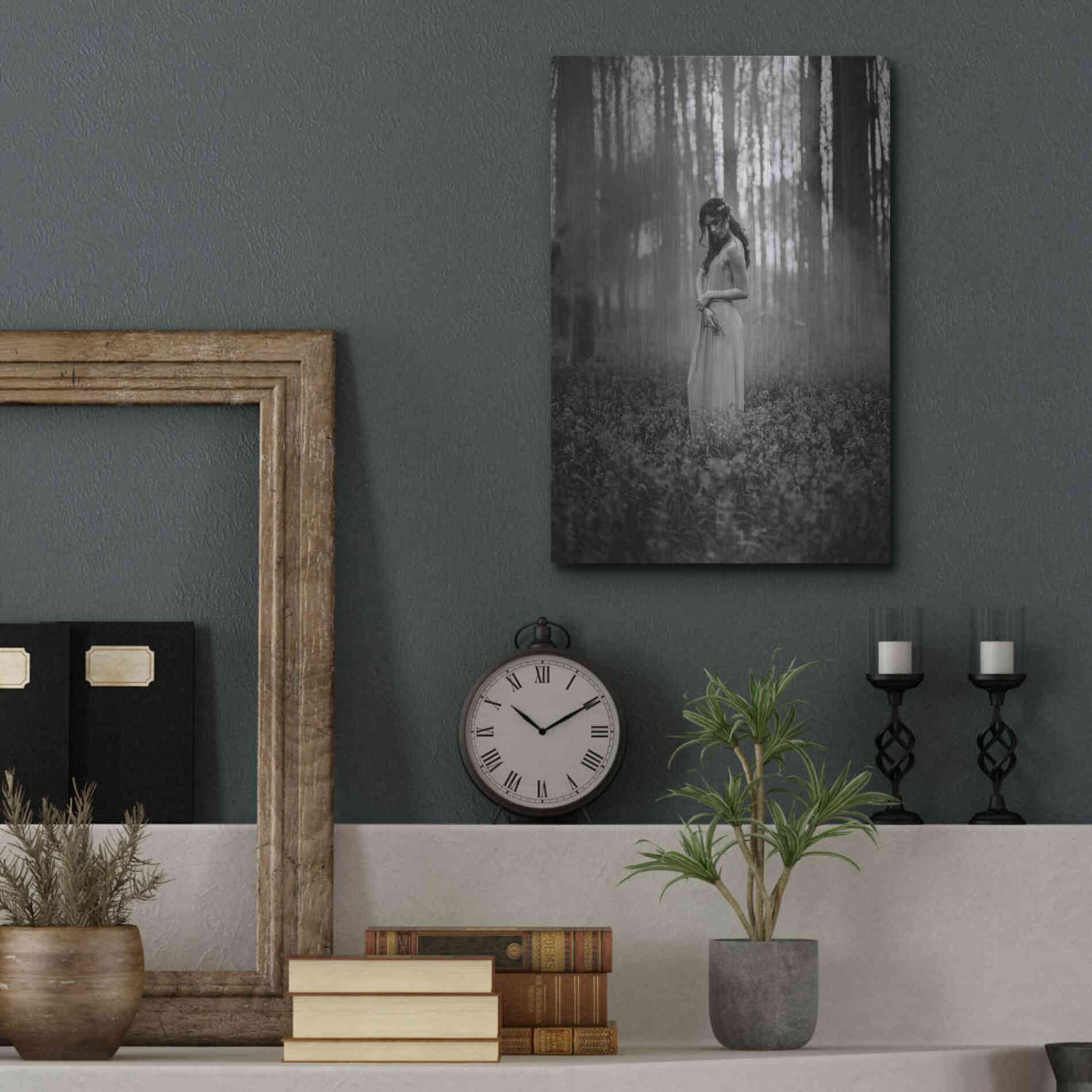 Luxe Metal Art 'Girl in the Woods' by Design Fabrikken, Metal Wall Art,12x16