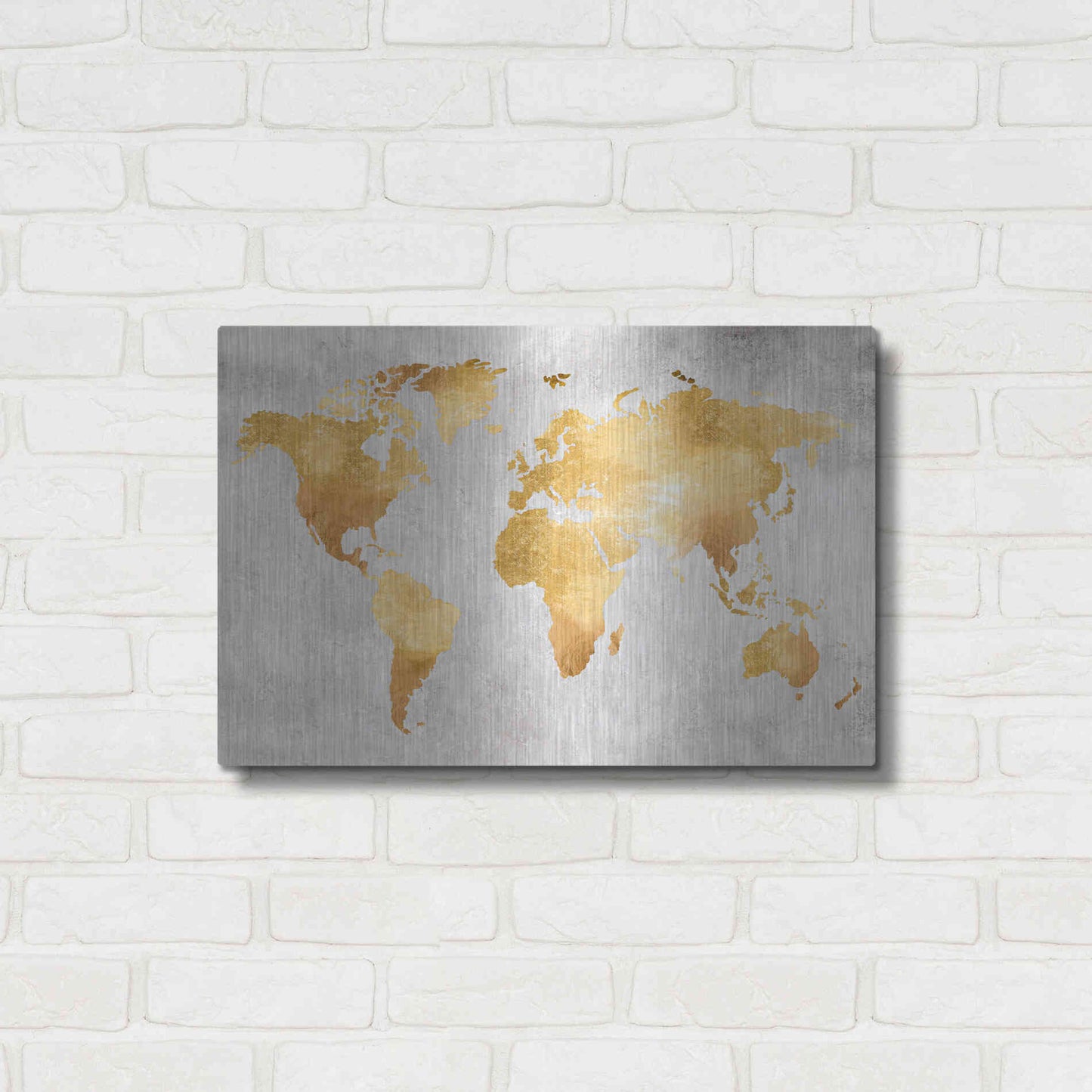 Luxe Metal Art 'Gold World' by Design Fabrikken, Metal Wall Art,24x16