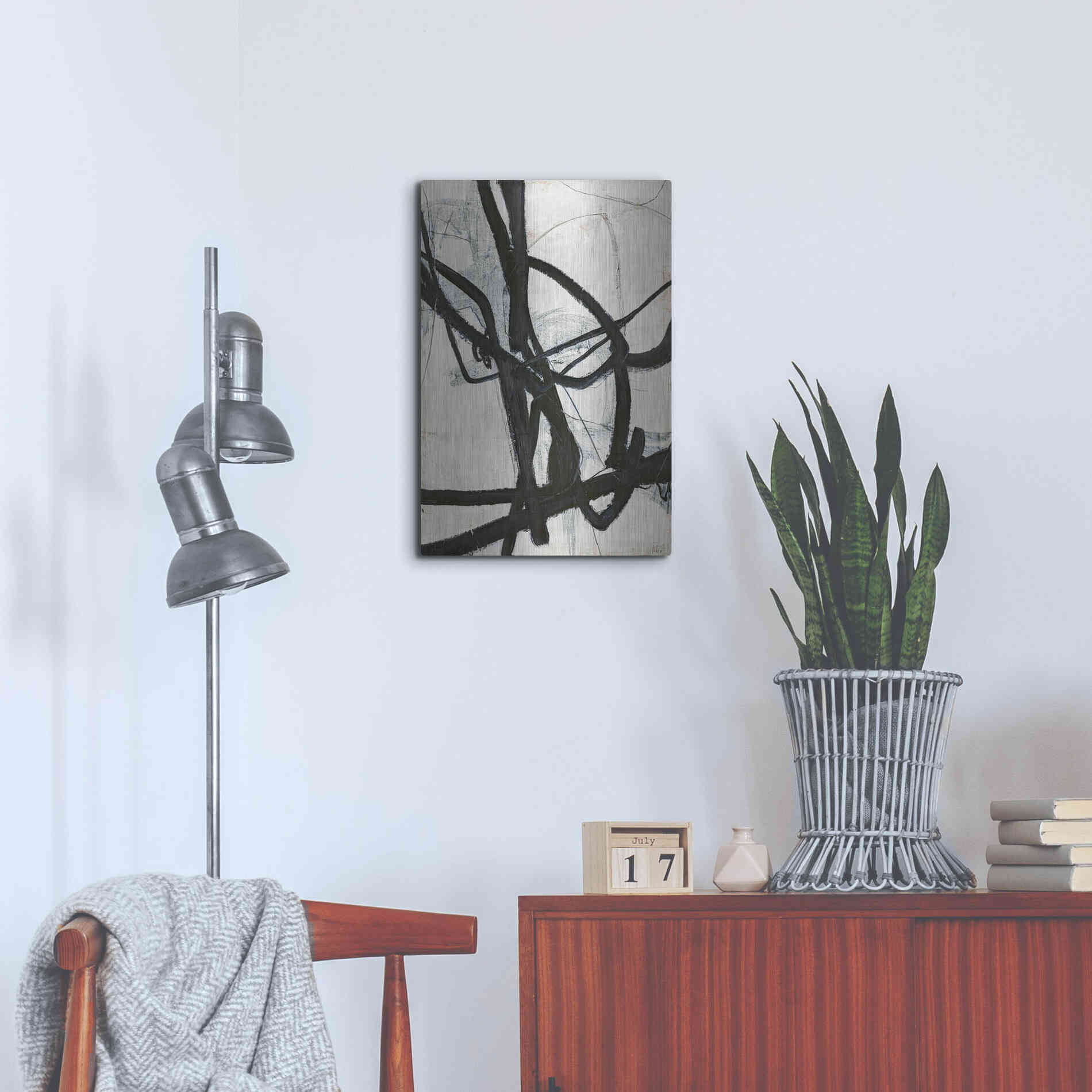 Luxe Metal Art 'Graphical Lines 6' by Design Fabrikken, Metal Wall Art,16x24