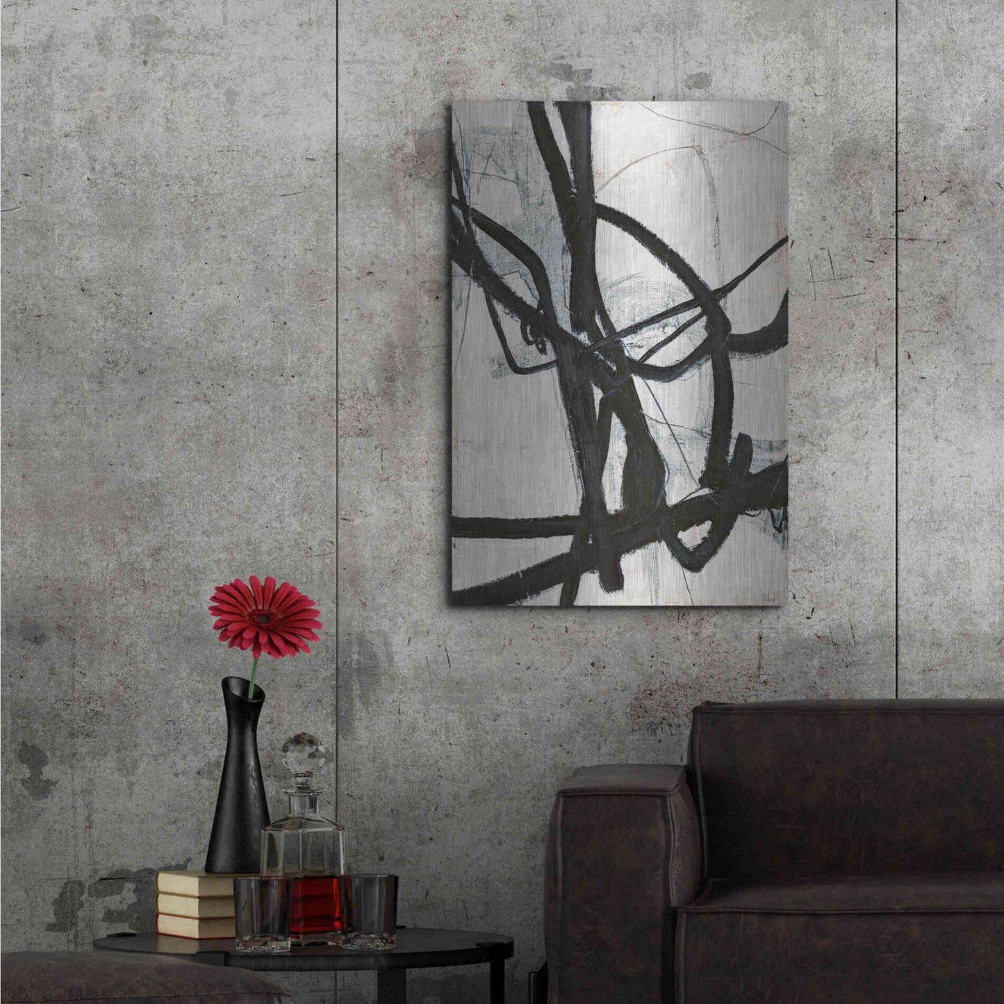 Luxe Metal Art 'Graphical Lines 6' by Design Fabrikken, Metal Wall Art,24x36