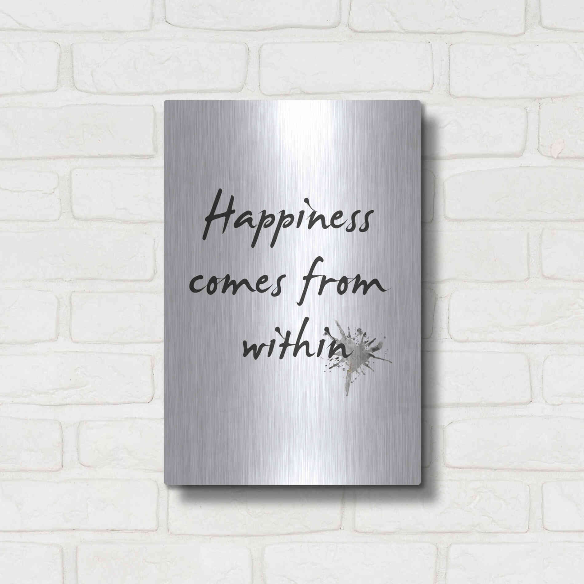 Luxe Metal Art 'Happiness' by Design Fabrikken, Metal Wall Art,12x16