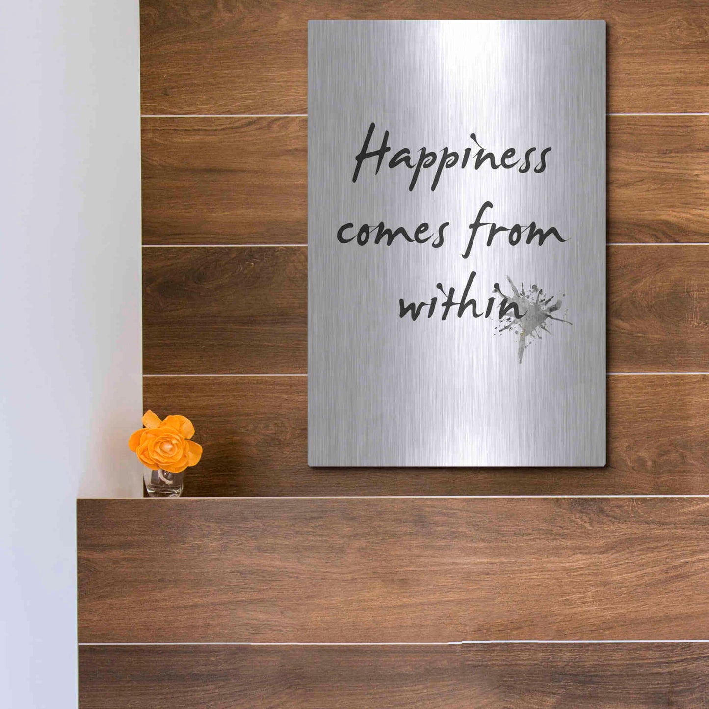 Luxe Metal Art 'Happiness' by Design Fabrikken, Metal Wall Art,12x16