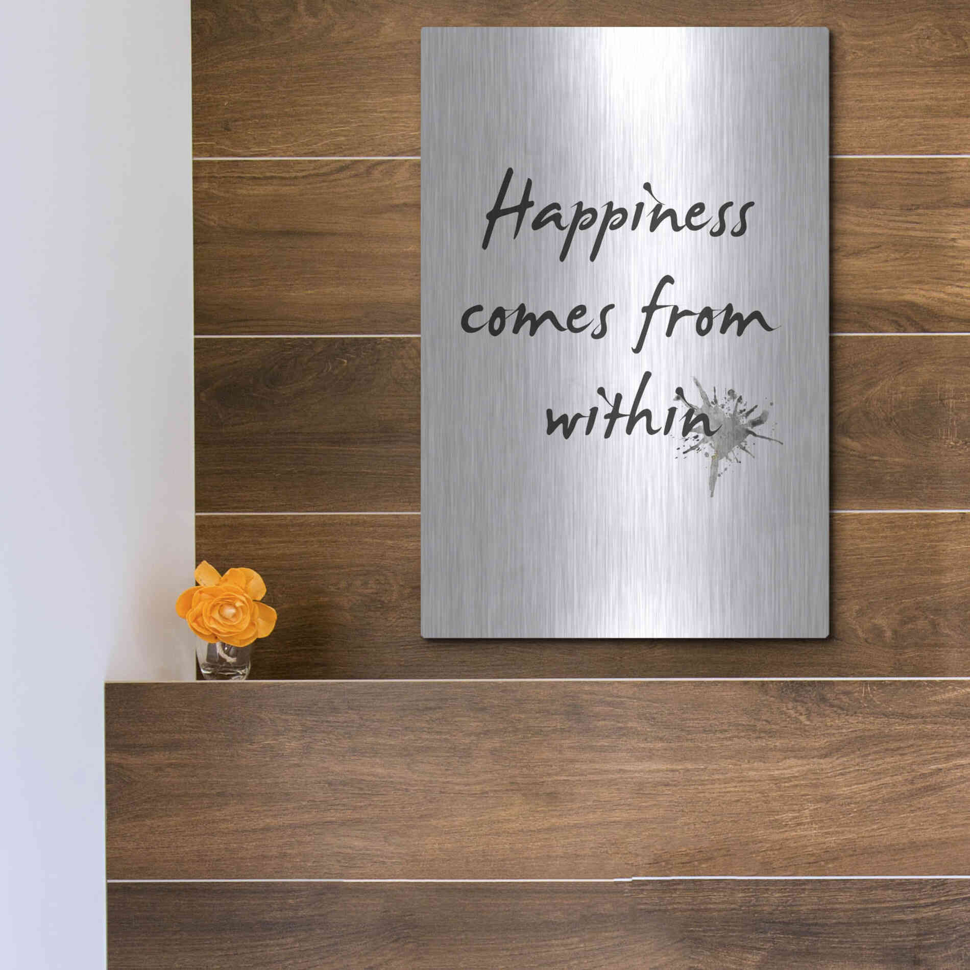 Luxe Metal Art 'Happiness' by Design Fabrikken, Metal Wall Art,12x16