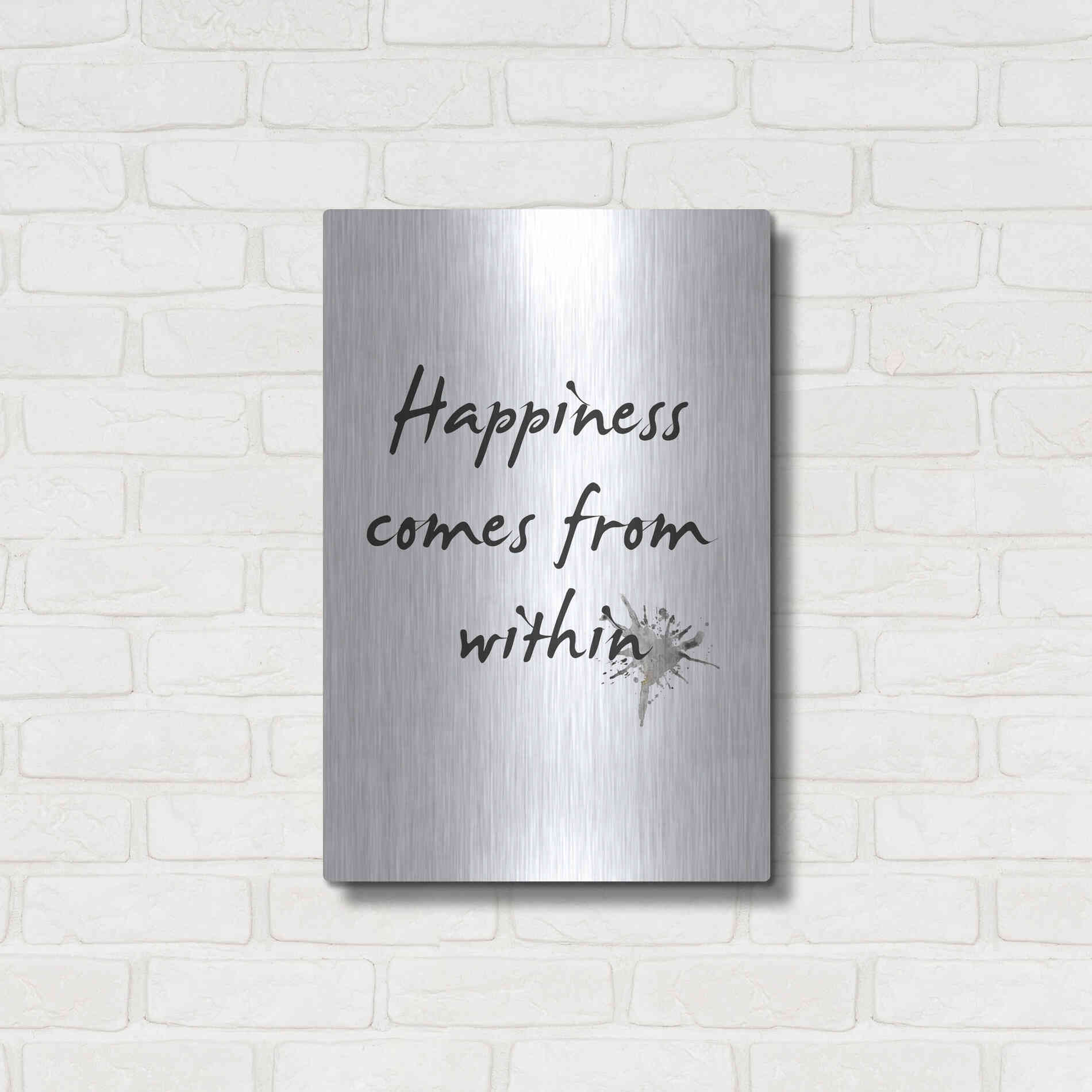 Luxe Metal Art 'Happiness' by Design Fabrikken, Metal Wall Art,16x24