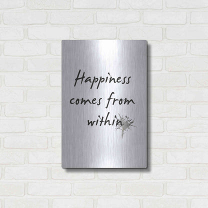 Luxe Metal Art 'Happiness' by Design Fabrikken, Metal Wall Art,16x24