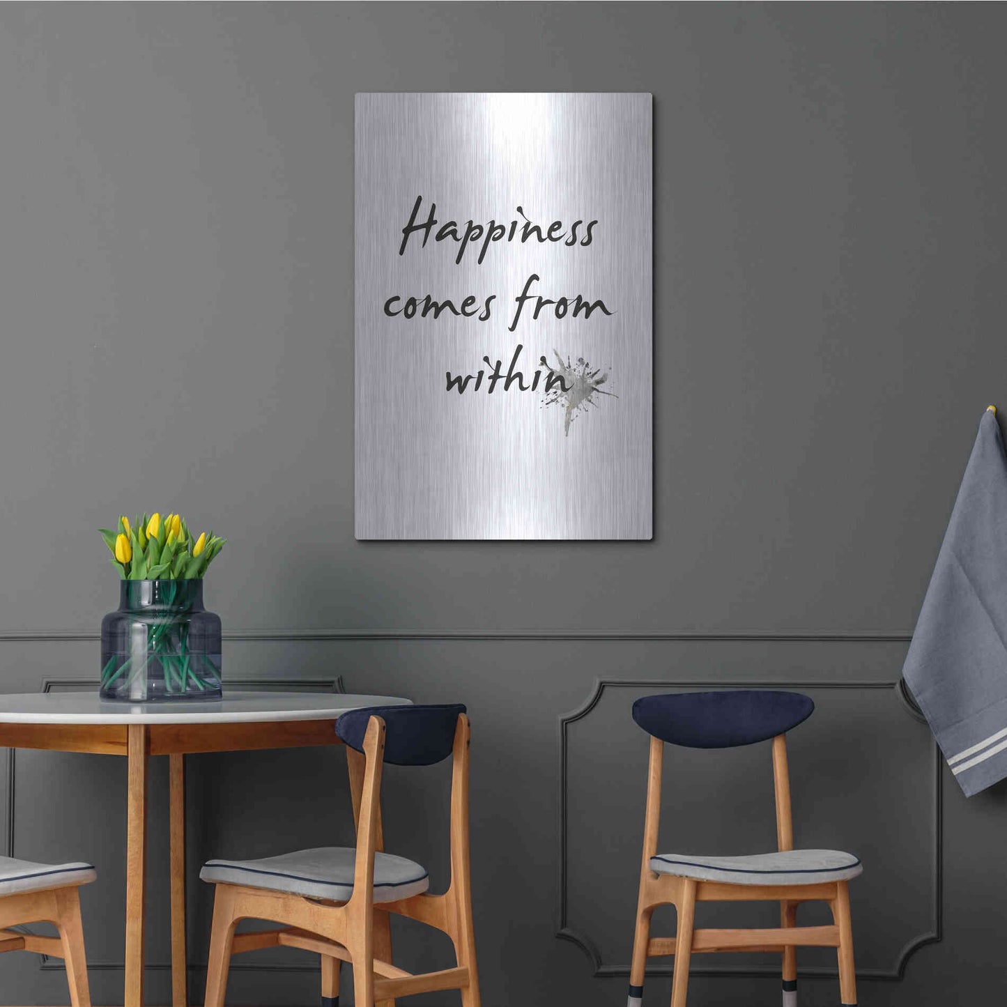 Luxe Metal Art 'Happiness' by Design Fabrikken, Metal Wall Art,24x36