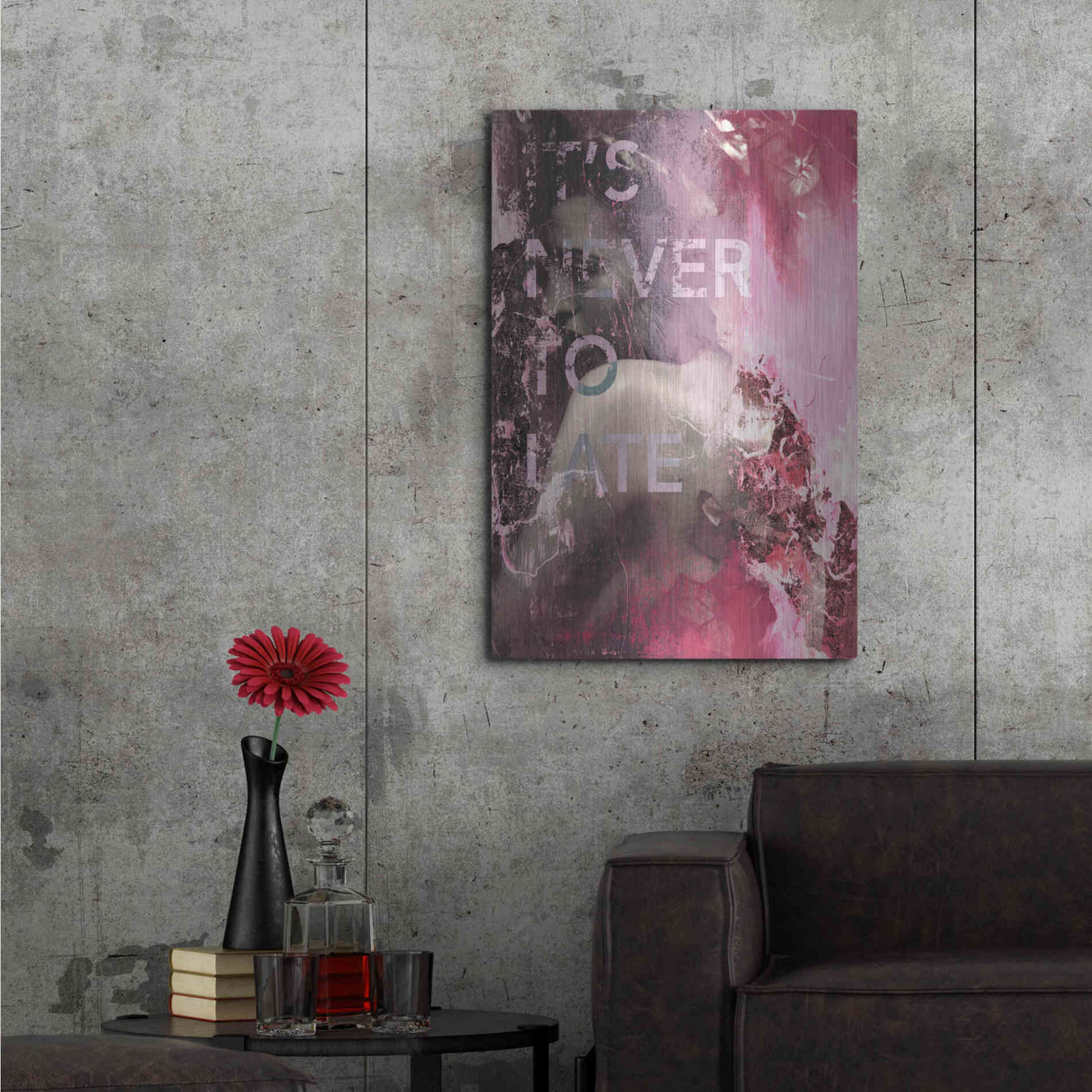 Luxe Metal Art 'It’s Never Too Late' by Design Fabrikken, Metal Wall Art,24x36