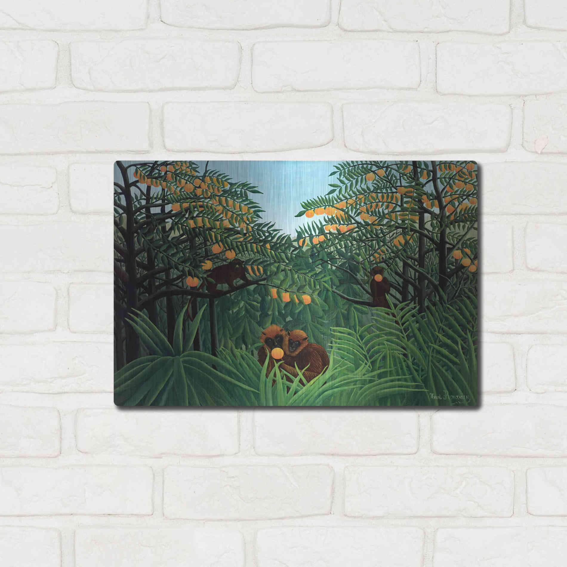 Luxe Metal Art 'The Tropics' by Henri Rousseau, Metal Wall Art,16x12