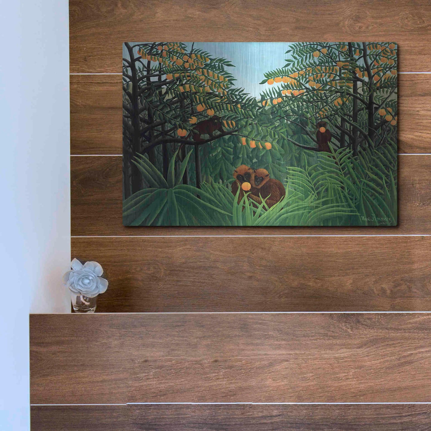 Luxe Metal Art 'The Tropics' by Henri Rousseau, Metal Wall Art,16x12