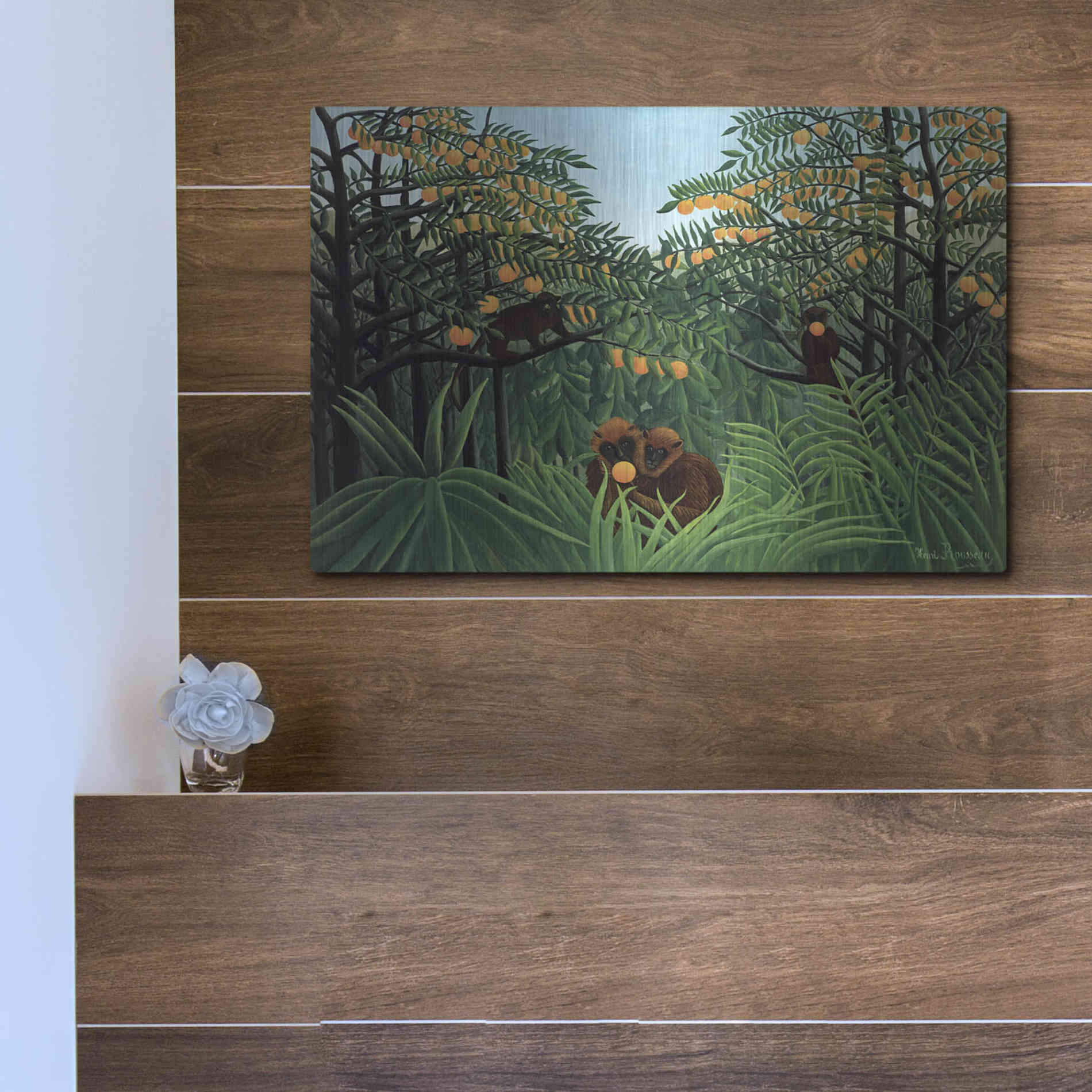 Luxe Metal Art 'The Tropics' by Henri Rousseau, Metal Wall Art,16x12