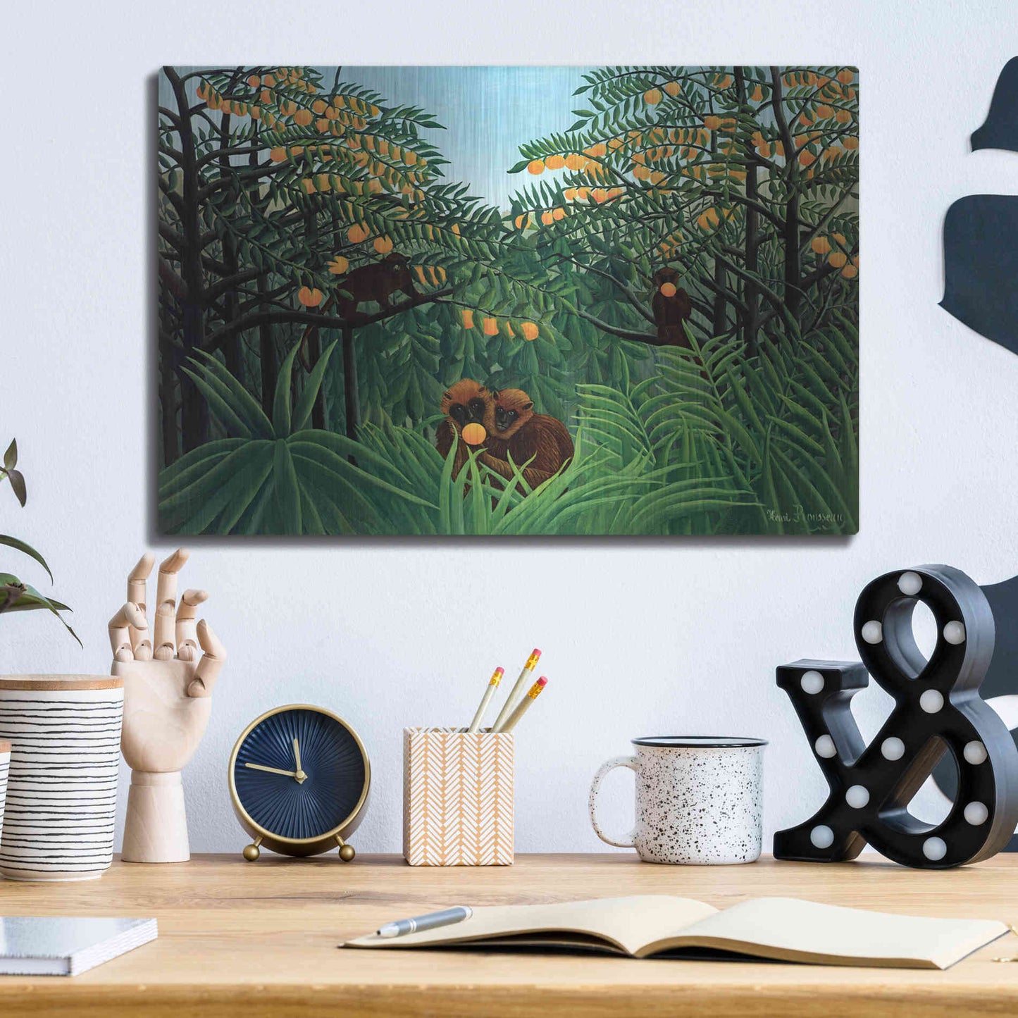 Luxe Metal Art 'The Tropics' by Henri Rousseau, Metal Wall Art,16x12