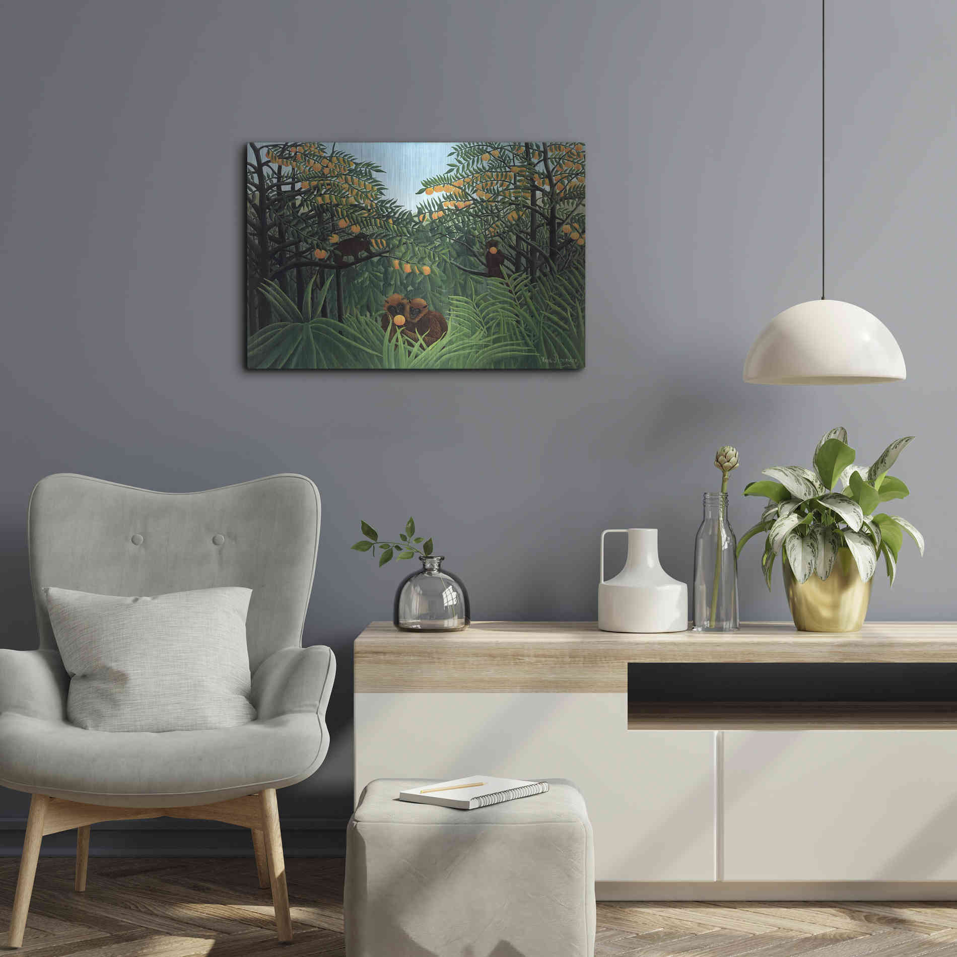 Luxe Metal Art 'The Tropics' by Henri Rousseau, Metal Wall Art,24x16