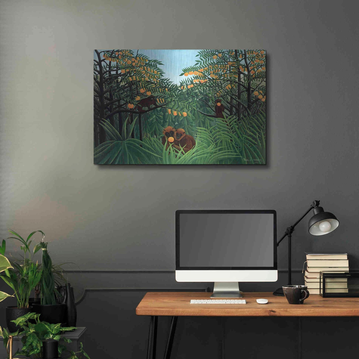 Luxe Metal Art 'The Tropics' by Henri Rousseau, Metal Wall Art,36x24