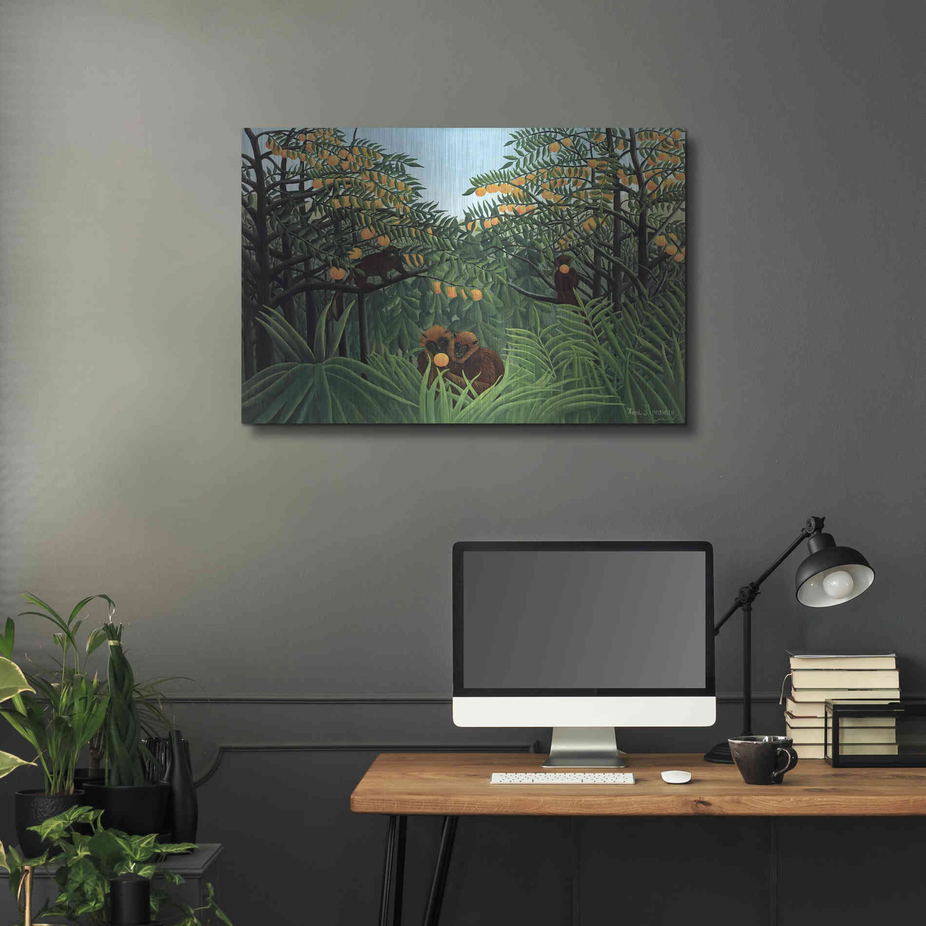 Luxe Metal Art 'The Tropics' by Henri Rousseau, Metal Wall Art,36x24