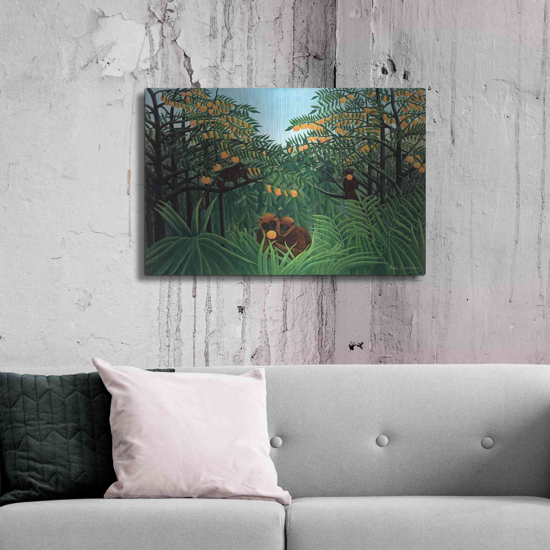 Luxe Metal Art 'The Tropics' by Henri Rousseau, Metal Wall Art,36x24