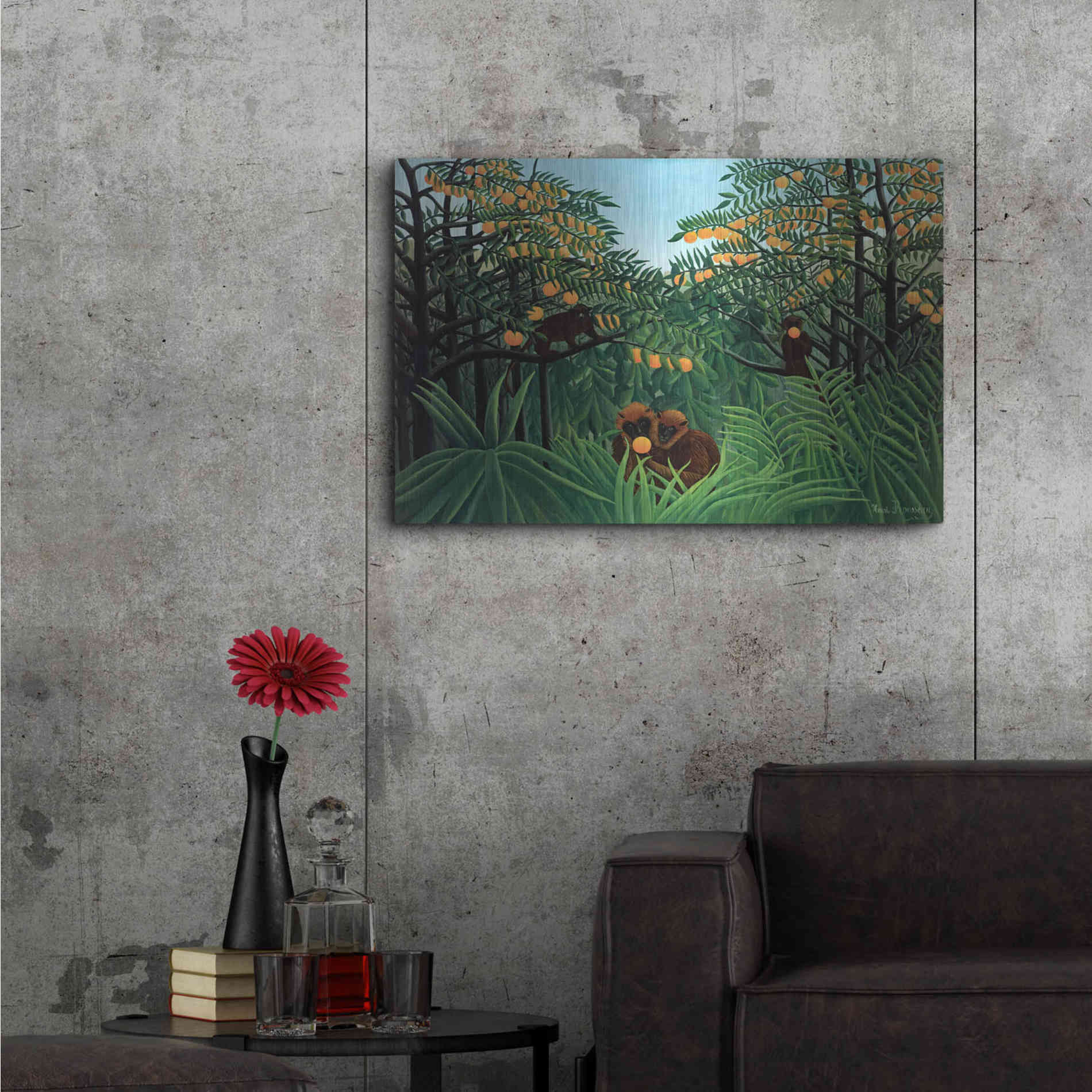 Luxe Metal Art 'The Tropics' by Henri Rousseau, Metal Wall Art,36x24