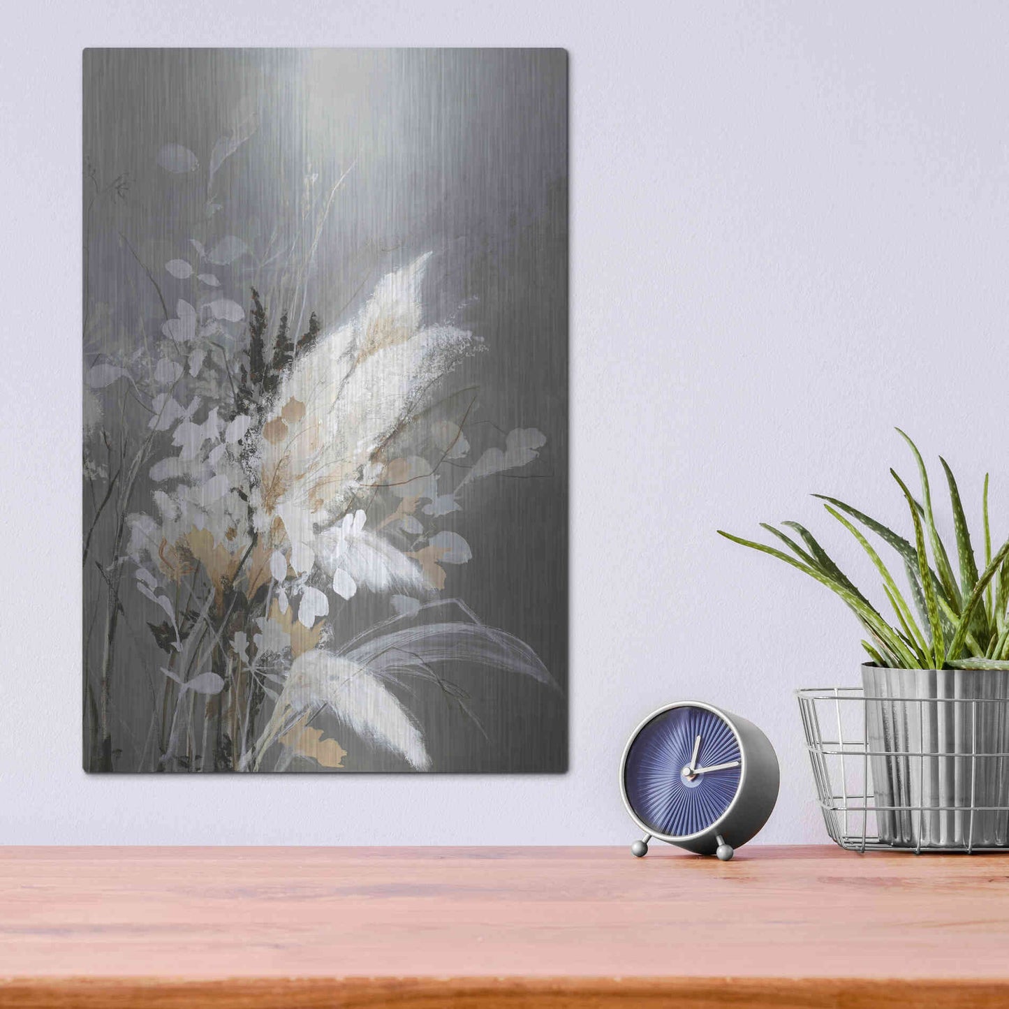 Luxe Metal Art 'Light Leaves 2' by Design Fabrikken, Metal Wall Art,12x16