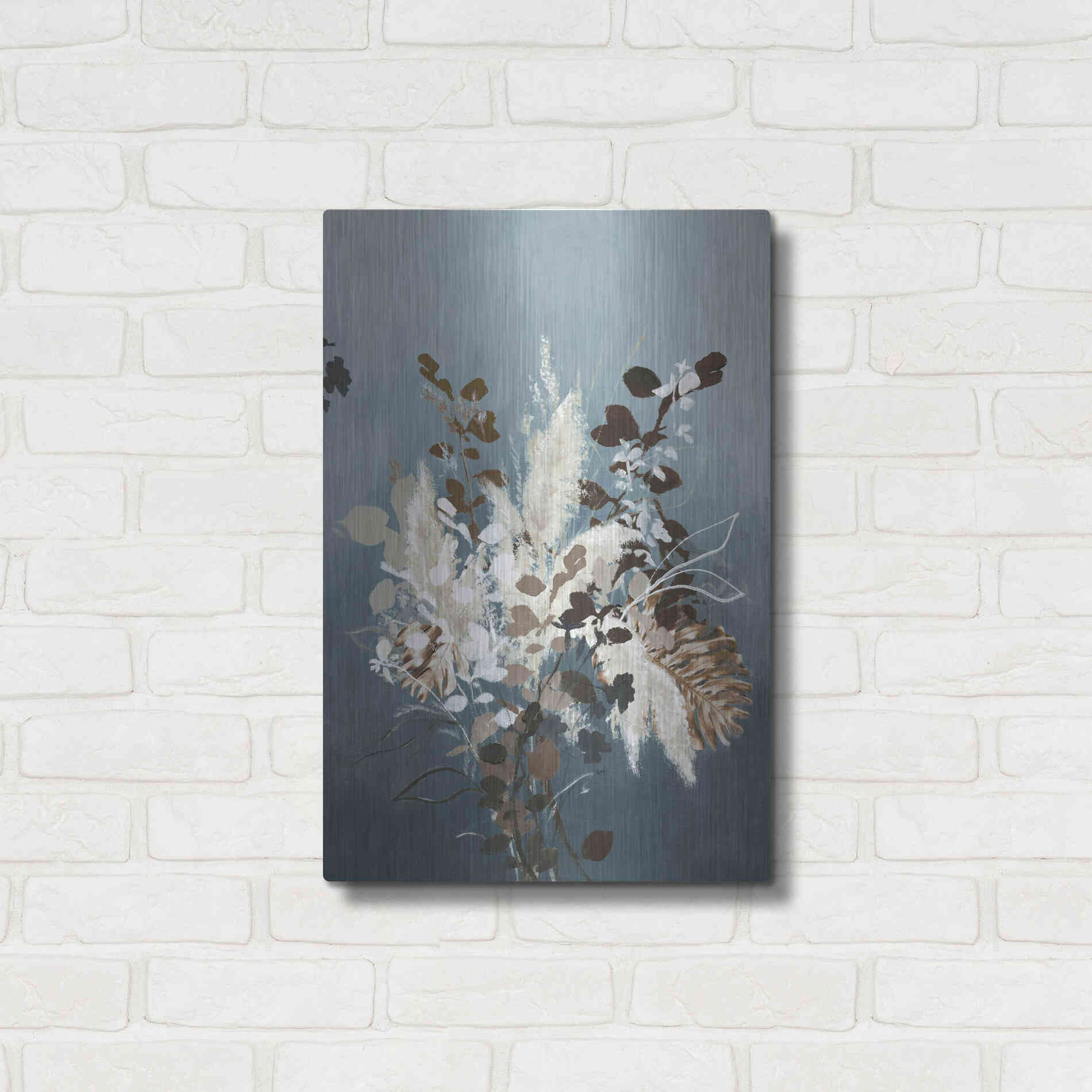 Luxe Metal Art 'Light Leaves 3' by Design Fabrikken, Metal Wall Art,16x24