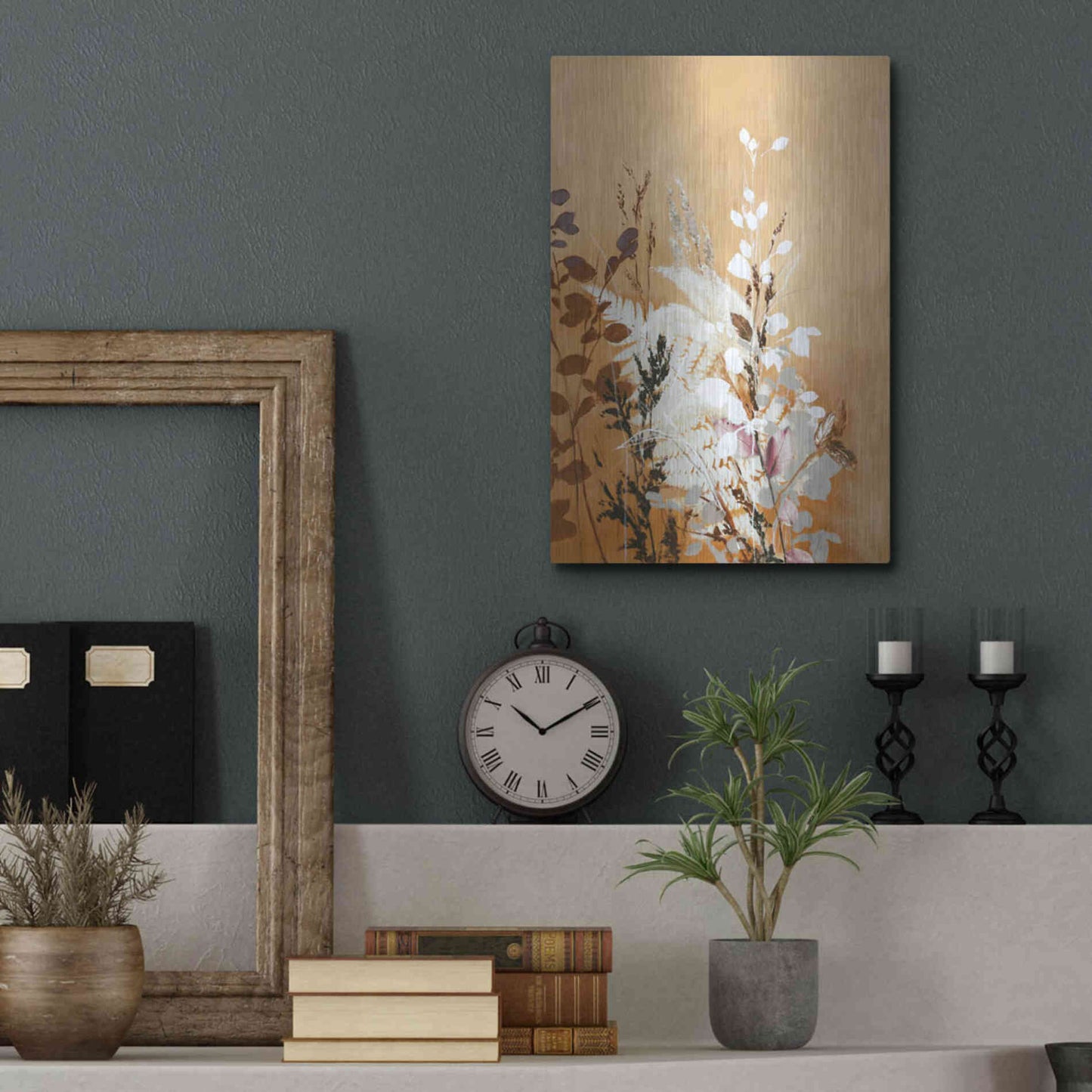 Luxe Metal Art 'Light Leaves 5' by Design Fabrikken, Metal Wall Art,12x16