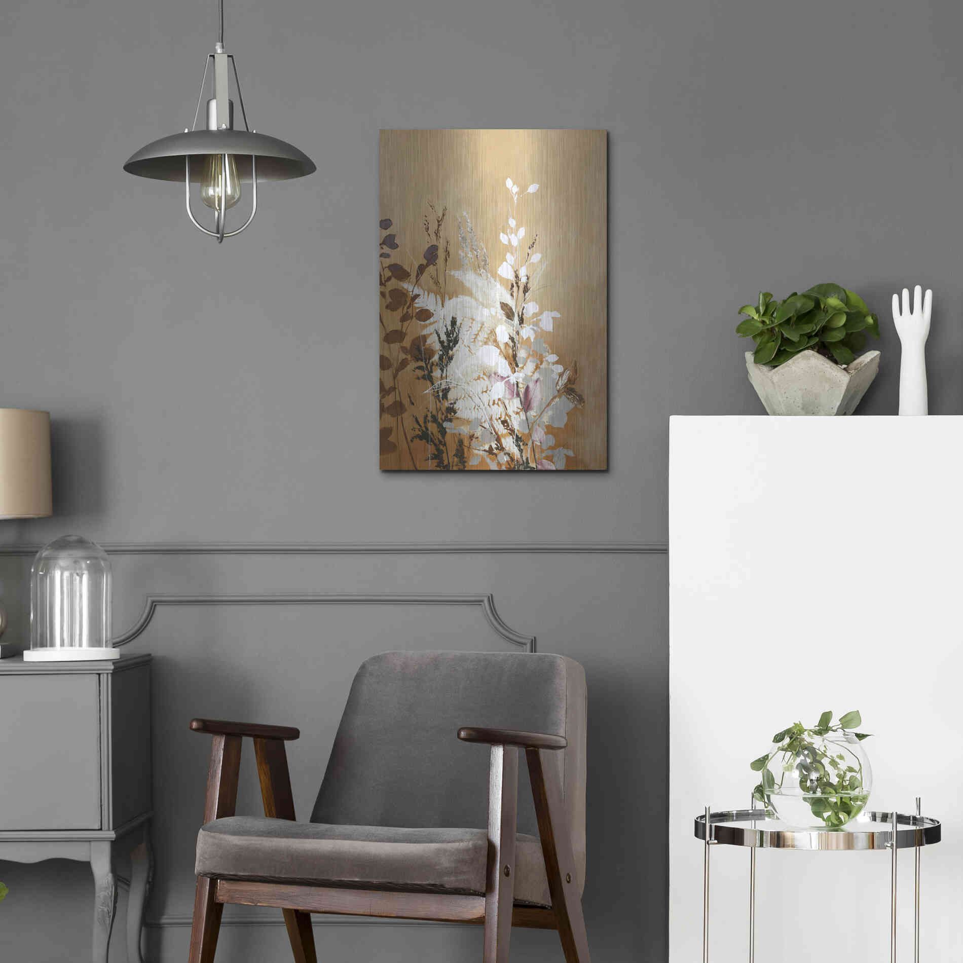 Luxe Metal Art 'Light Leaves 5' by Design Fabrikken, Metal Wall Art,16x24