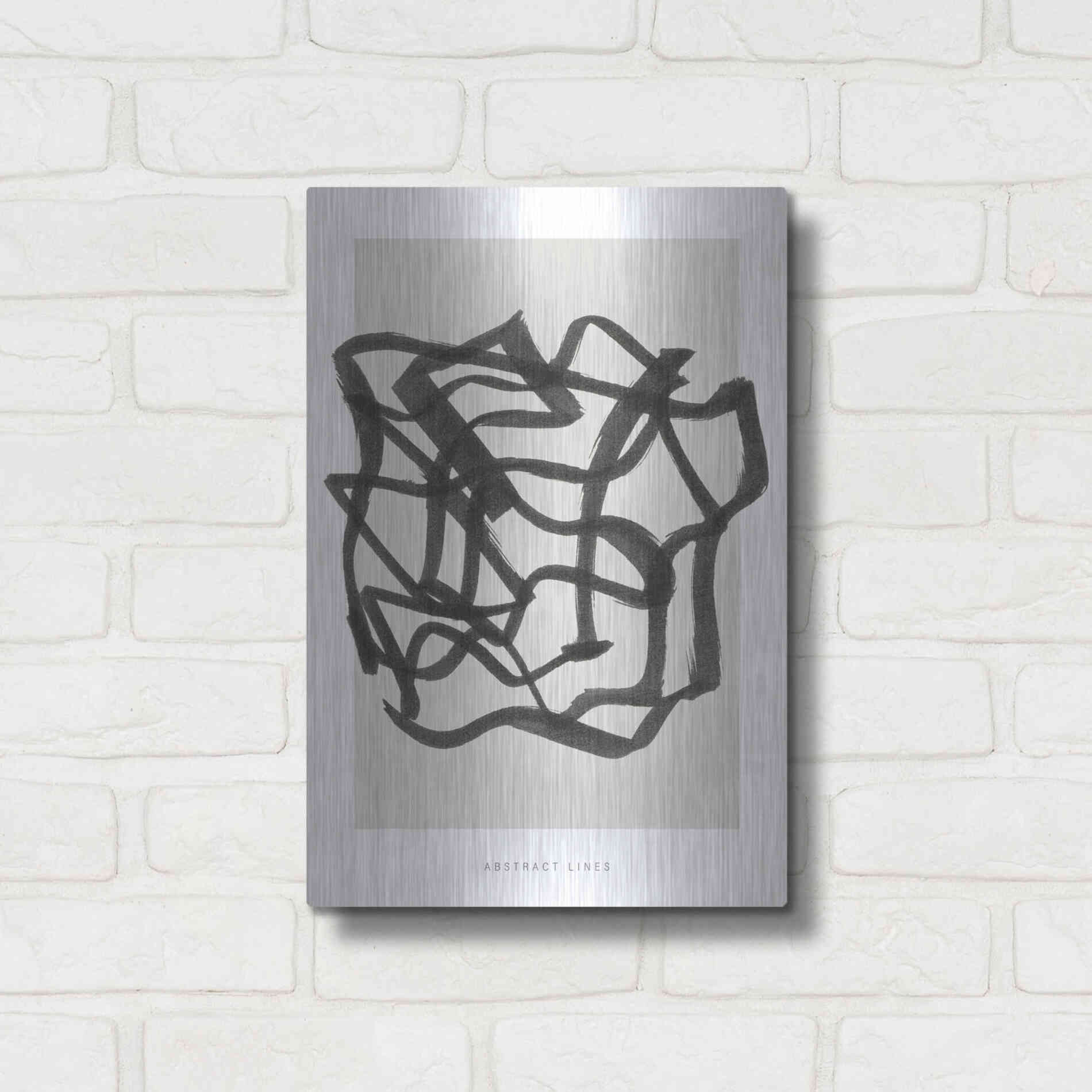 Luxe Metal Art 'Lines 1' by Design Fabrikken, Metal Wall Art,12x16