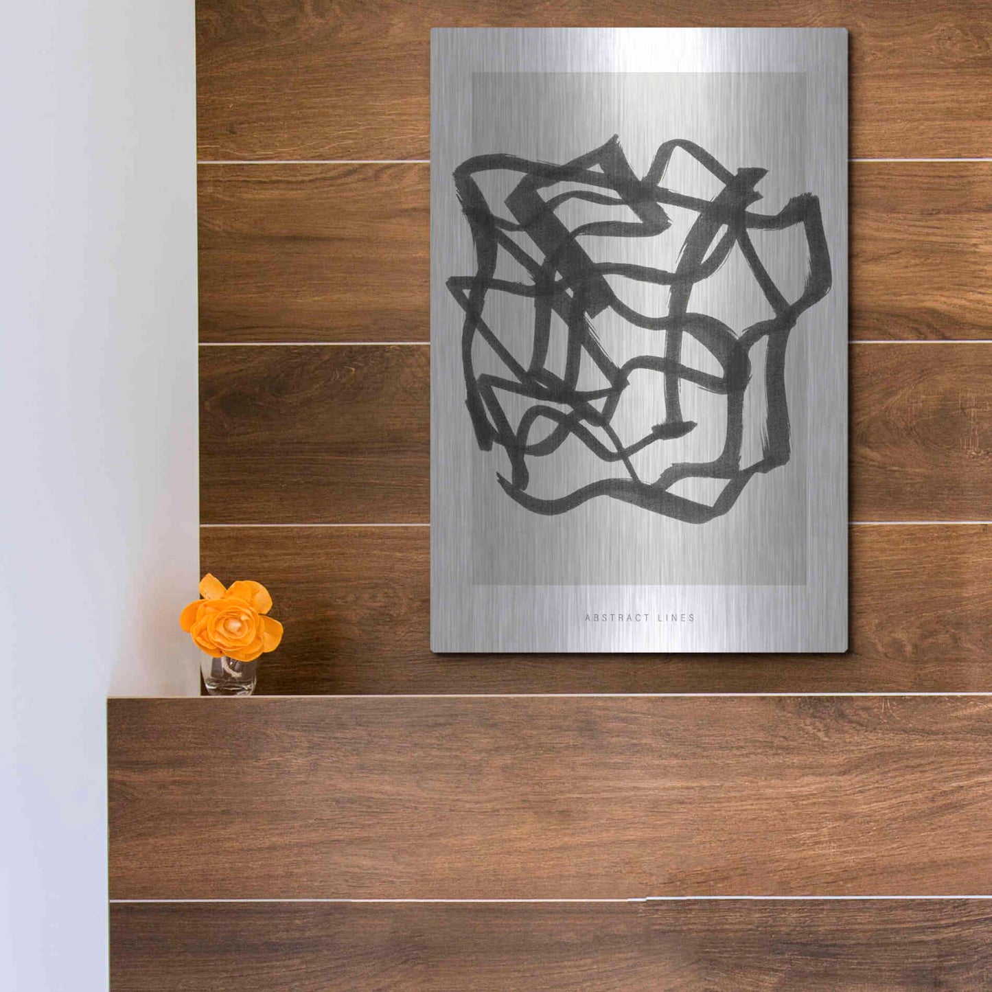 Luxe Metal Art 'Lines 1' by Design Fabrikken, Metal Wall Art,12x16