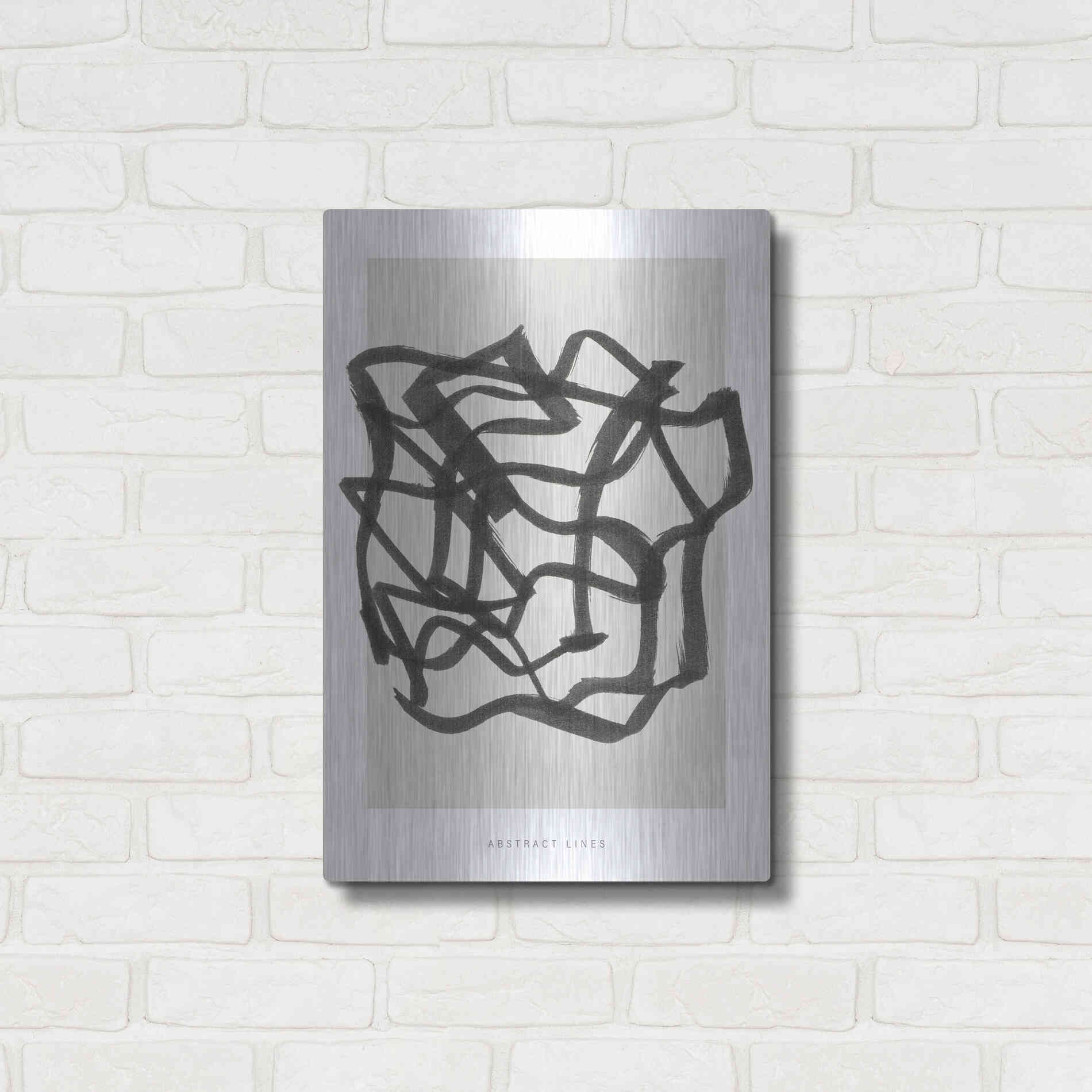 Luxe Metal Art 'Lines 1' by Design Fabrikken, Metal Wall Art,16x24