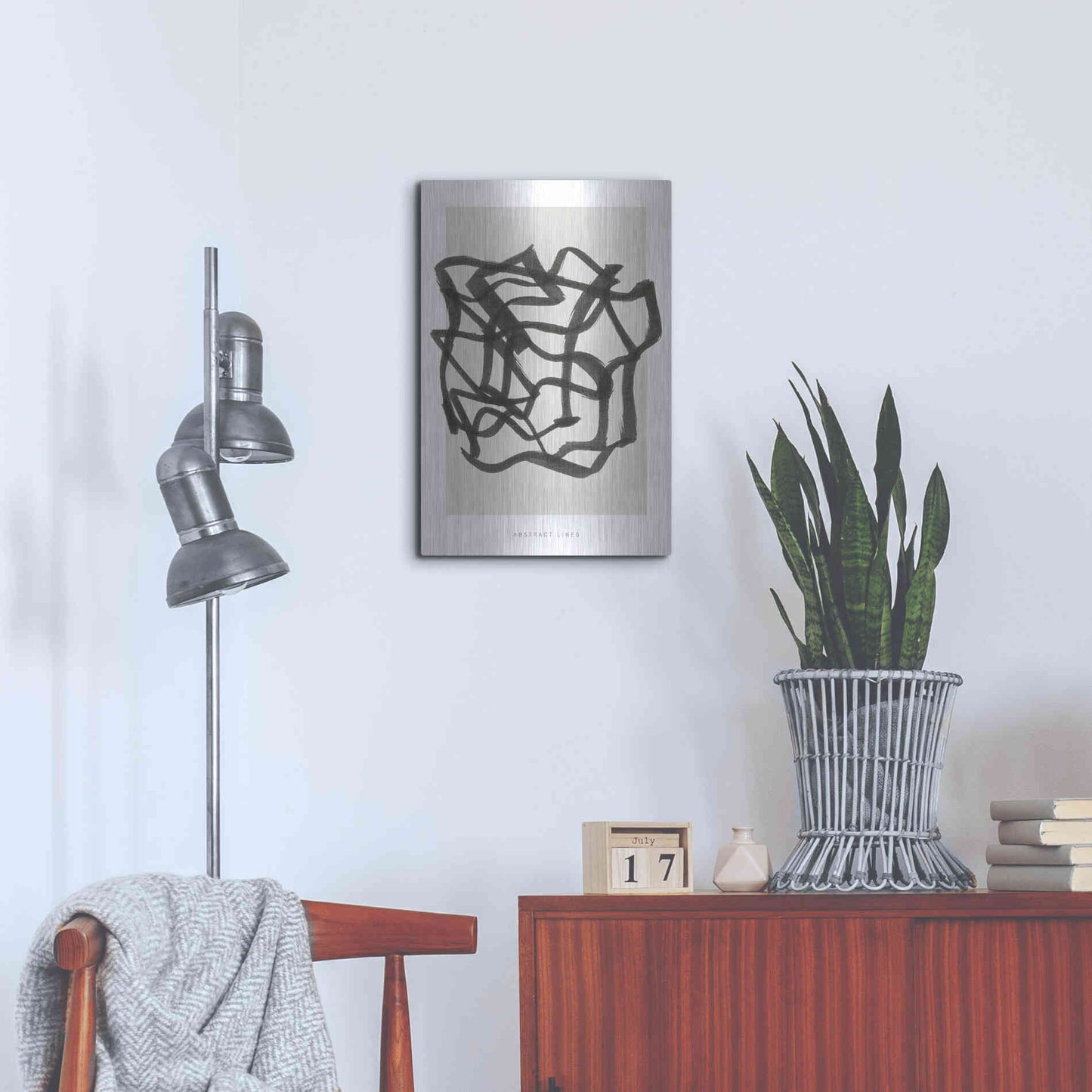 Luxe Metal Art 'Lines 1' by Design Fabrikken, Metal Wall Art,16x24