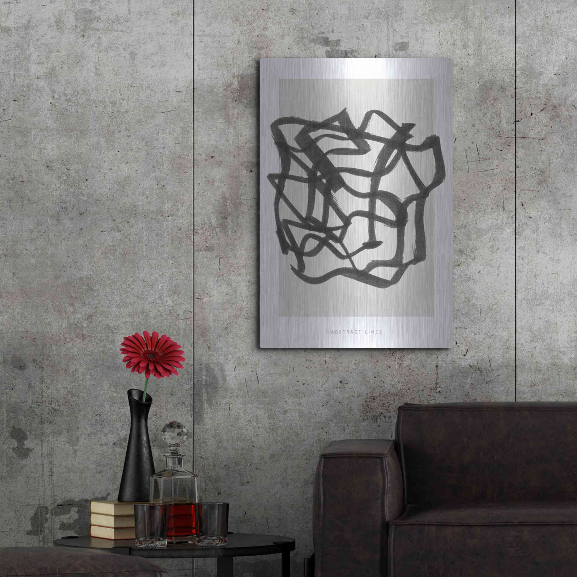 Luxe Metal Art 'Lines 1' by Design Fabrikken, Metal Wall Art,24x36