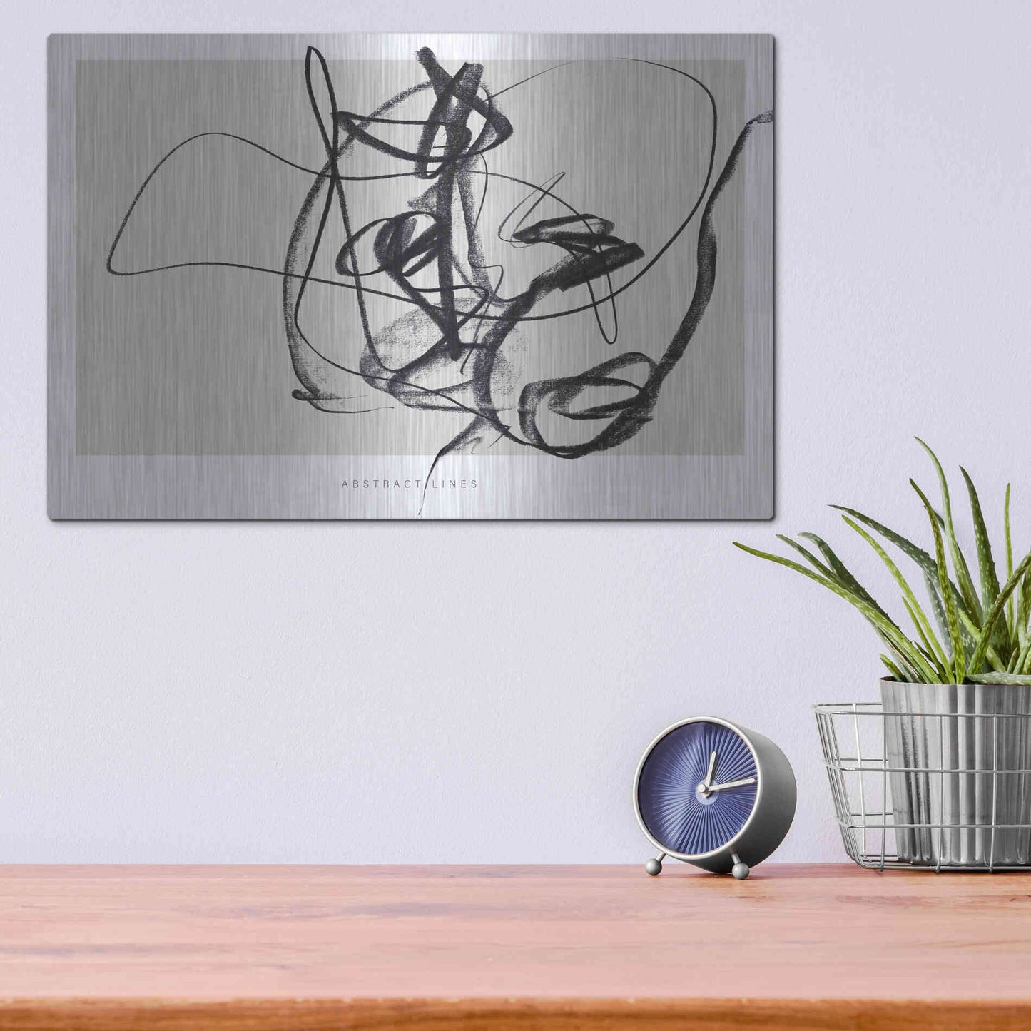 Luxe Metal Art 'Lines 2' by Design Fabrikken, Metal Wall Art,16x12